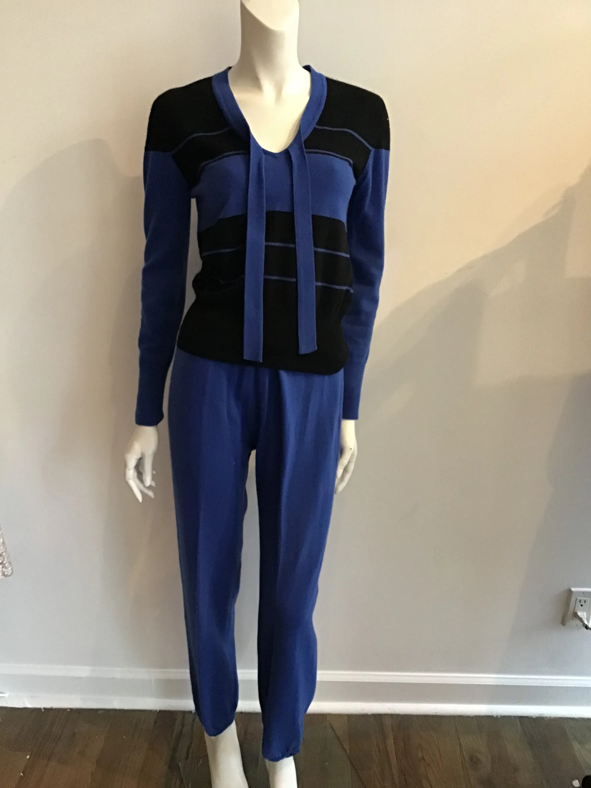 1980's Sonia Rykiel 5pc Blue knit \ Ensemble-size 10