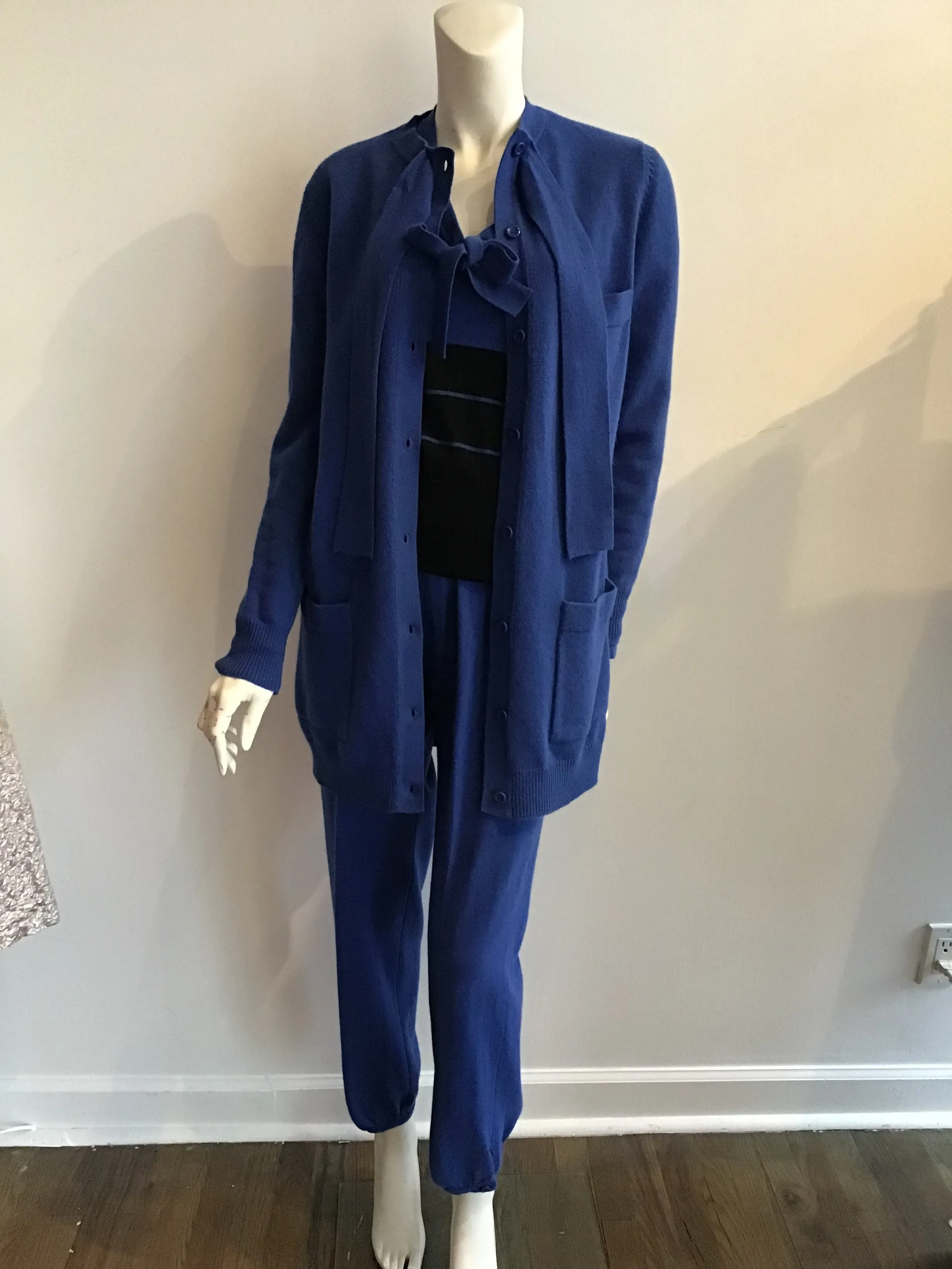 1980's Sonia Rykiel 5pc Blue knit \ Ensemble-size 10