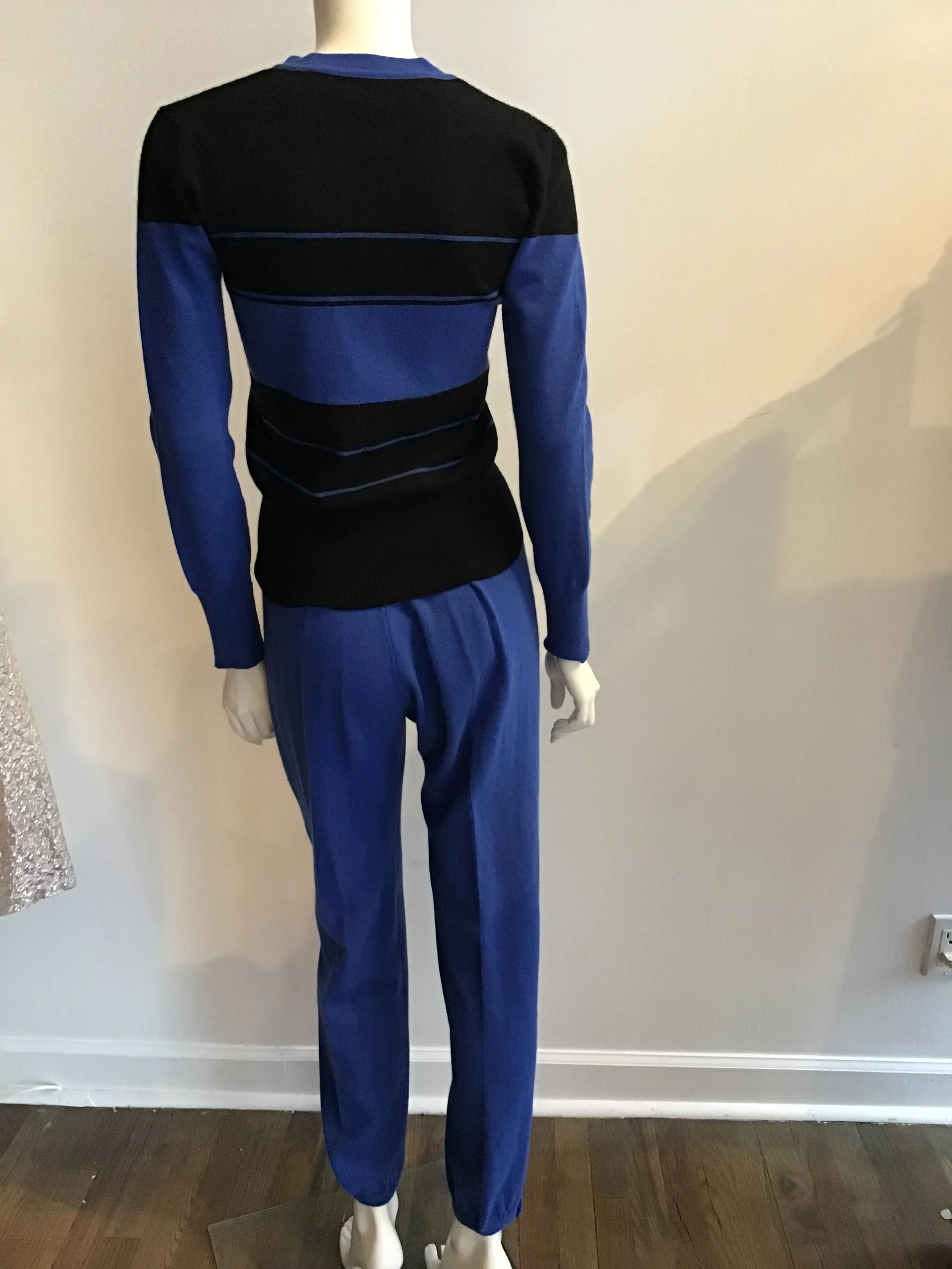 1980's Sonia Rykiel 5pc Blue knit \ Ensemble-size 10