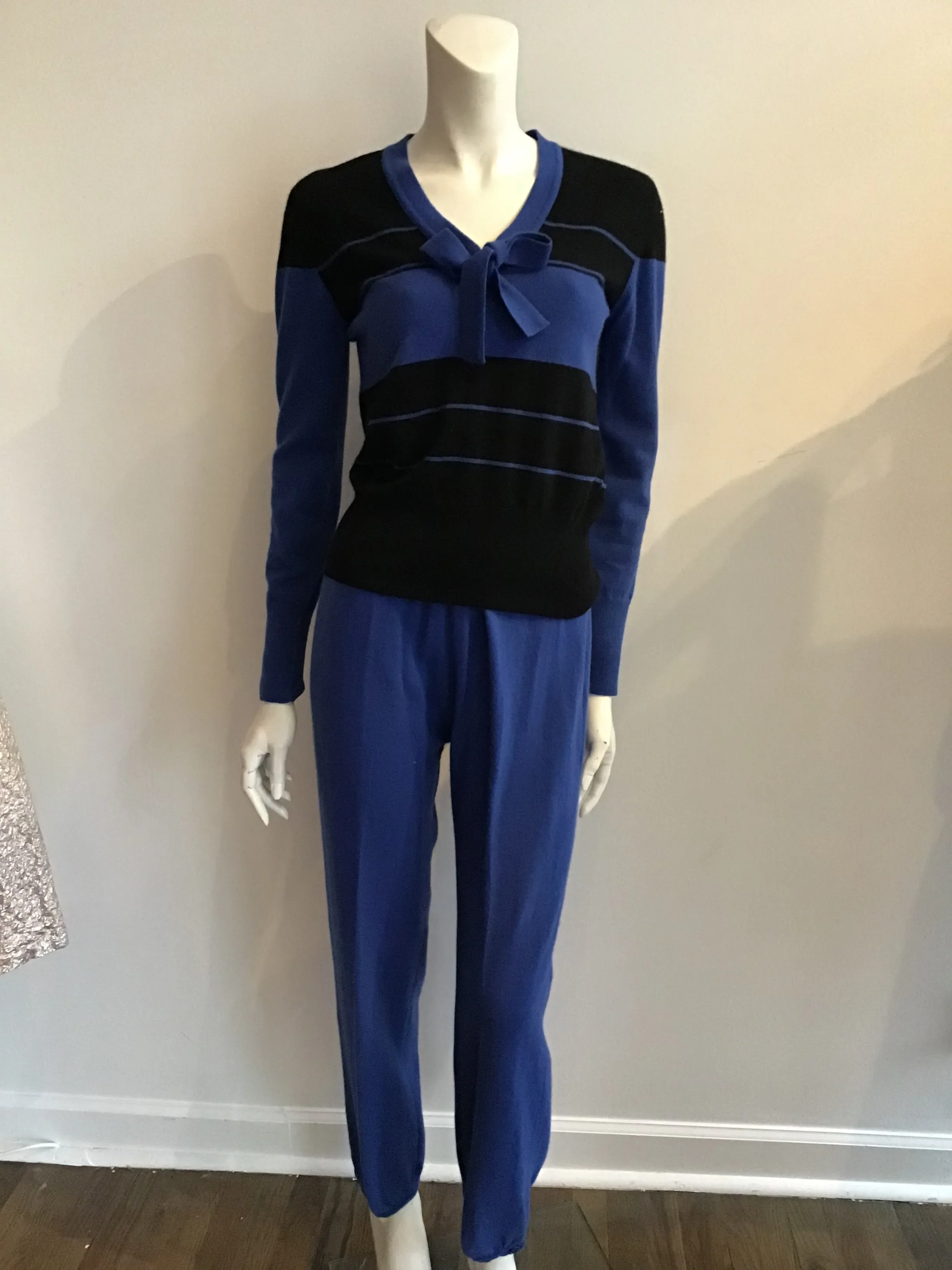1980's Sonia Rykiel 5pc Blue knit \ Ensemble-size 10