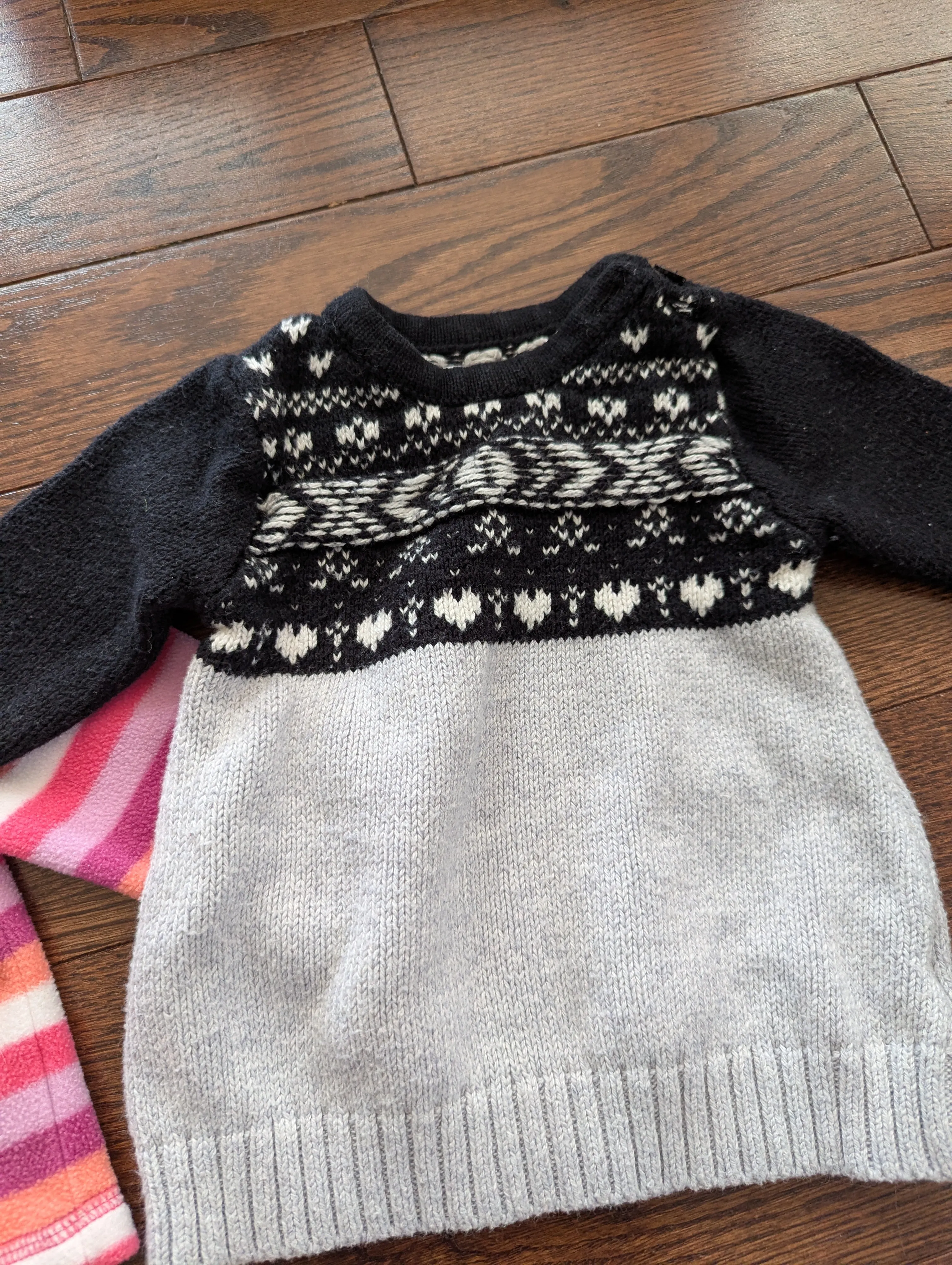 2 piece lot - 1 sweater dress and 1 fleece bear zip up hoodie - 3-6 Months, Kids 6 Month (3-6M)