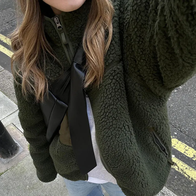 2024 Fall and Winter Fashion Plush Casual Jacket Coat