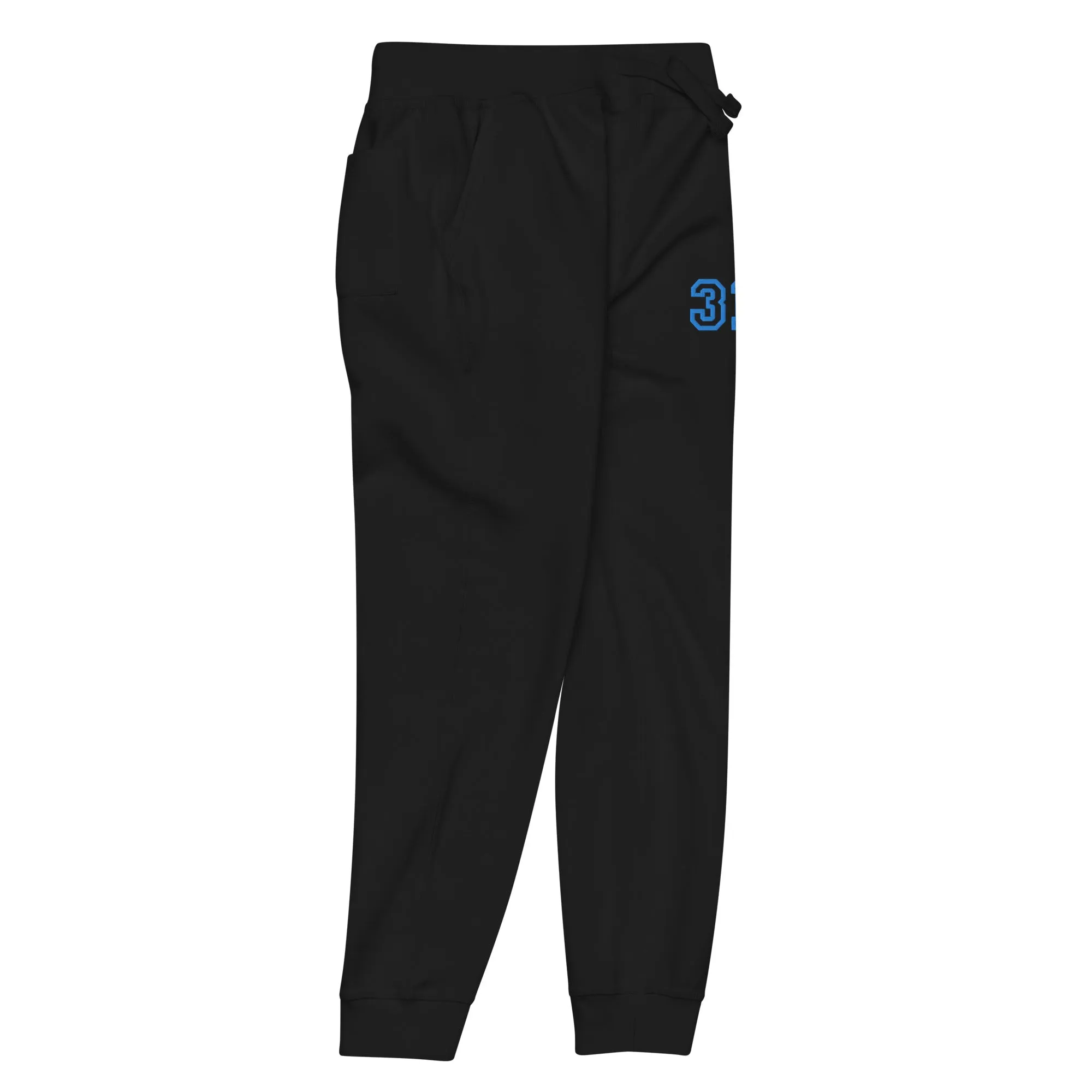 313 Premium Embroidered Unisex Fleece Sweatpants - Black / Blue
