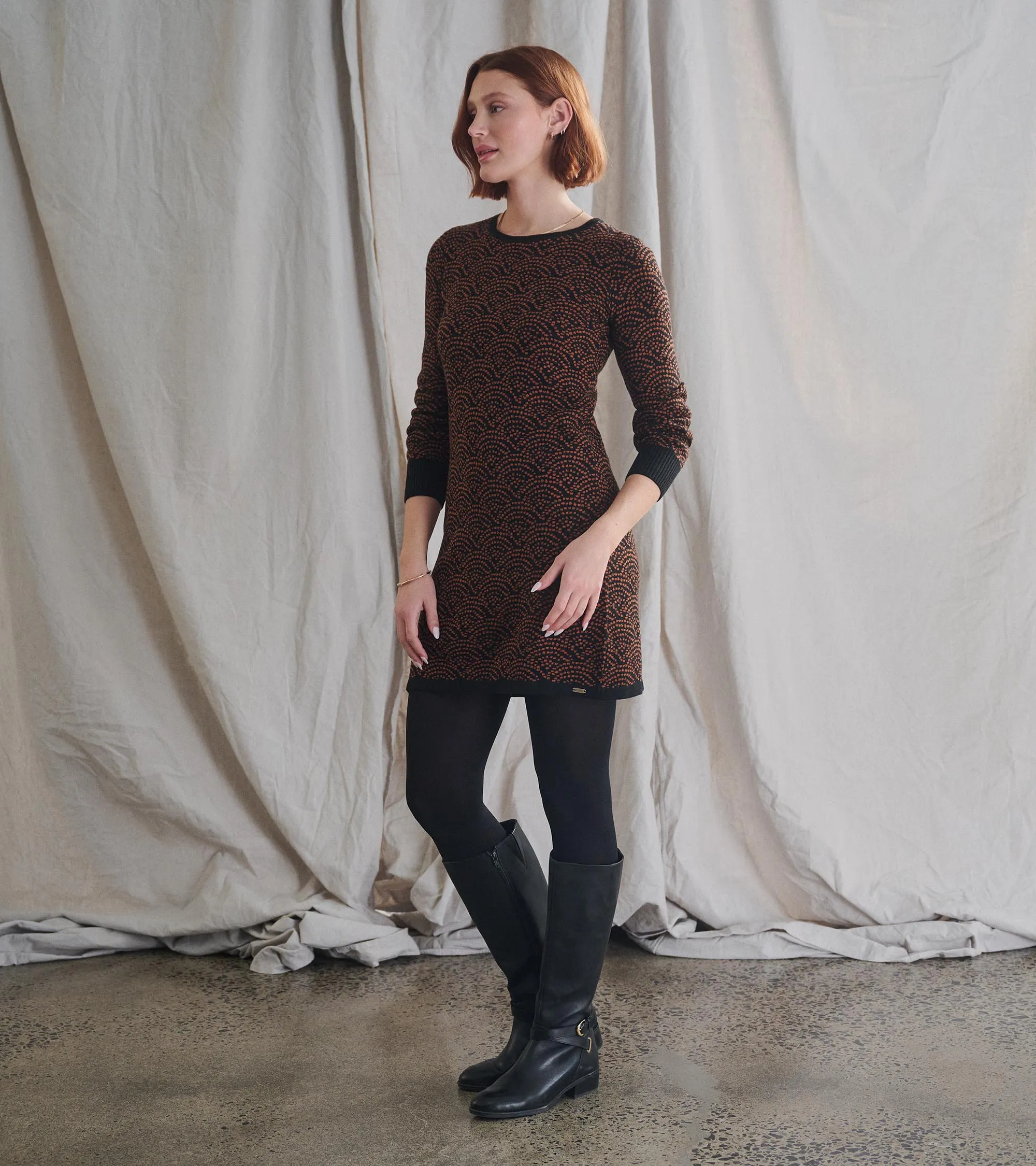 Abigail Sweater Dress - Art Deco Dots