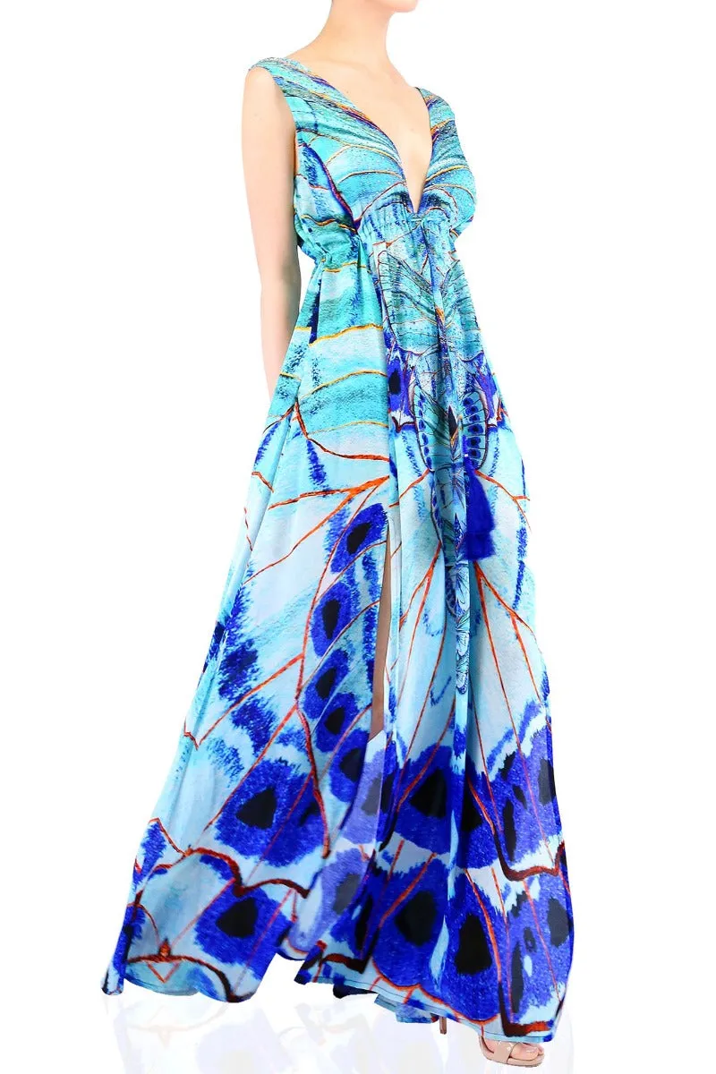 Annabella Butteryfly Print Blue Maxi Dress