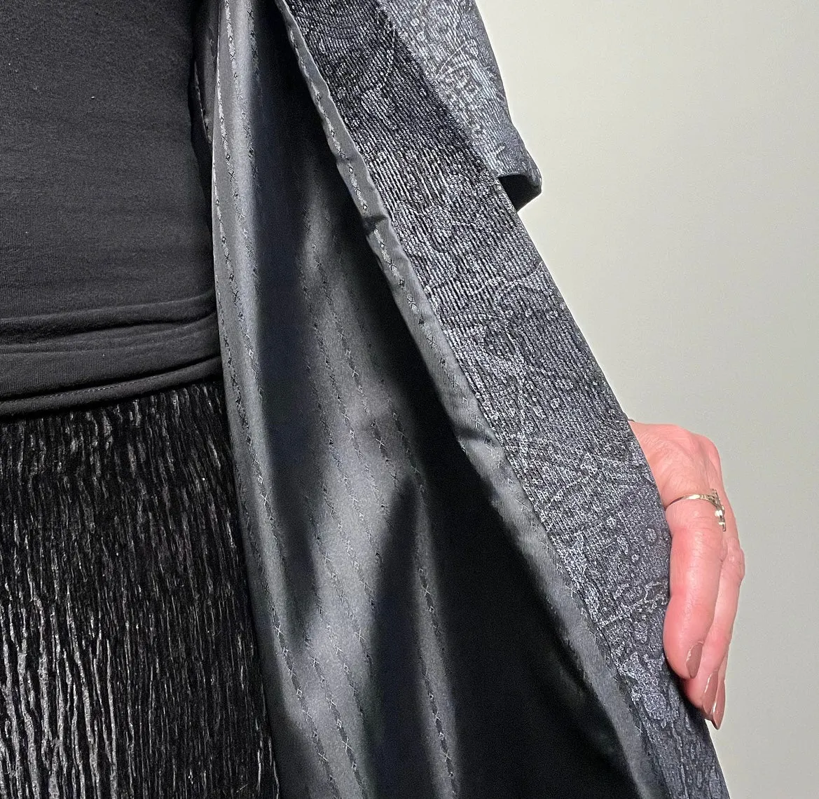 Audrey Swing Coat - One Of A Kind - Luxe silver grey paisley