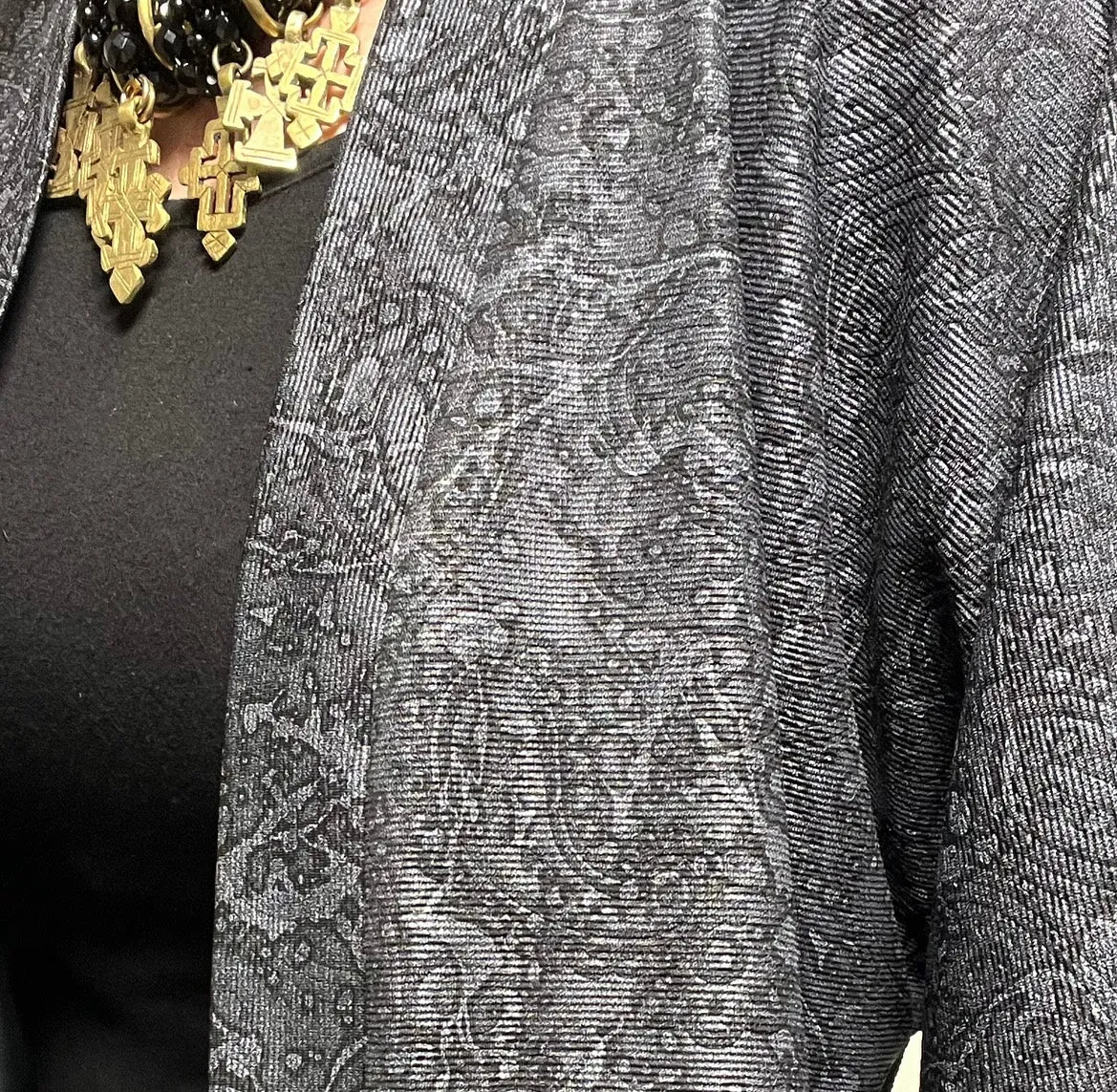 Audrey Swing Coat - One Of A Kind - Luxe silver grey paisley