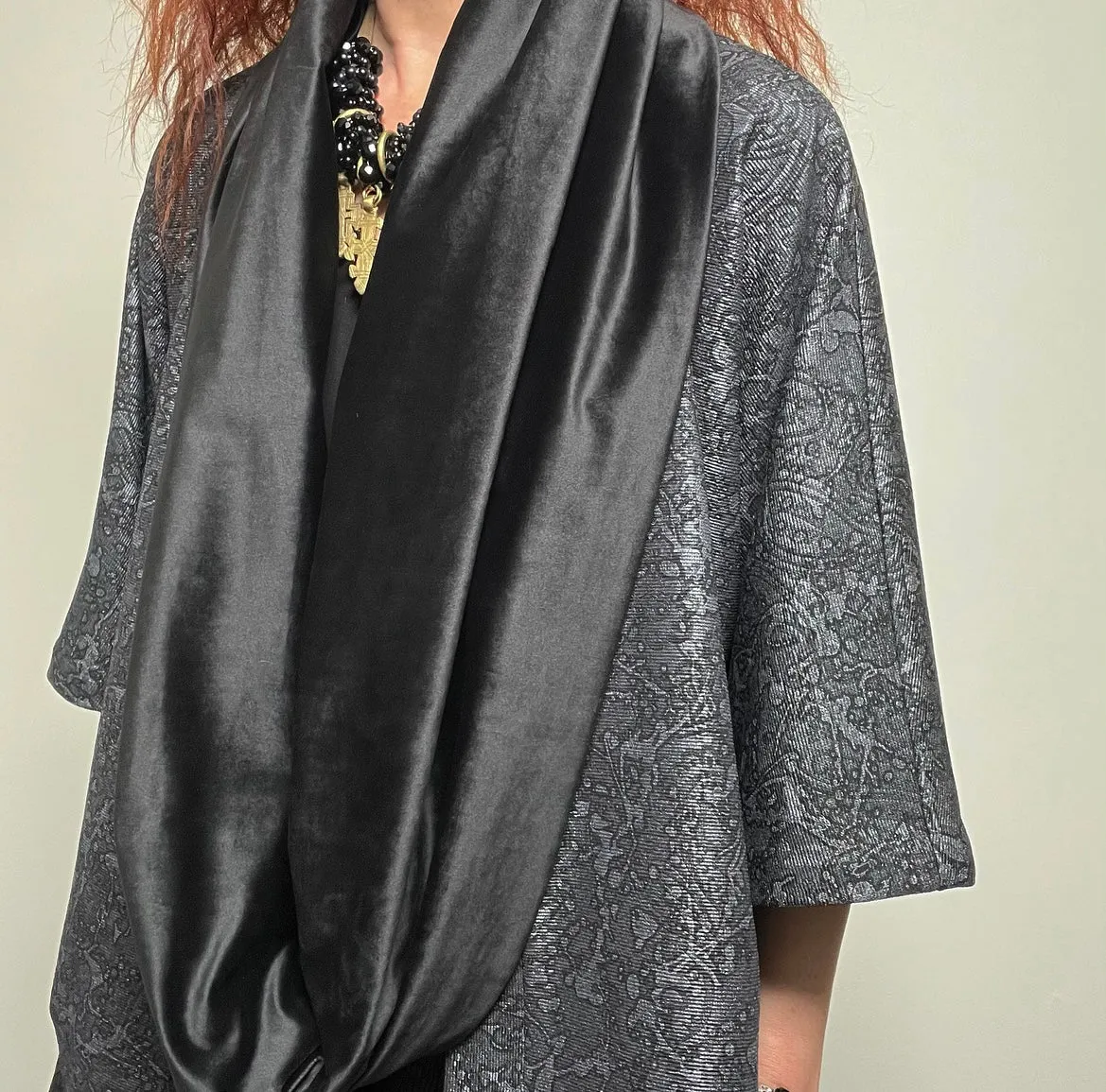 Audrey Swing Coat - One Of A Kind - Luxe silver grey paisley