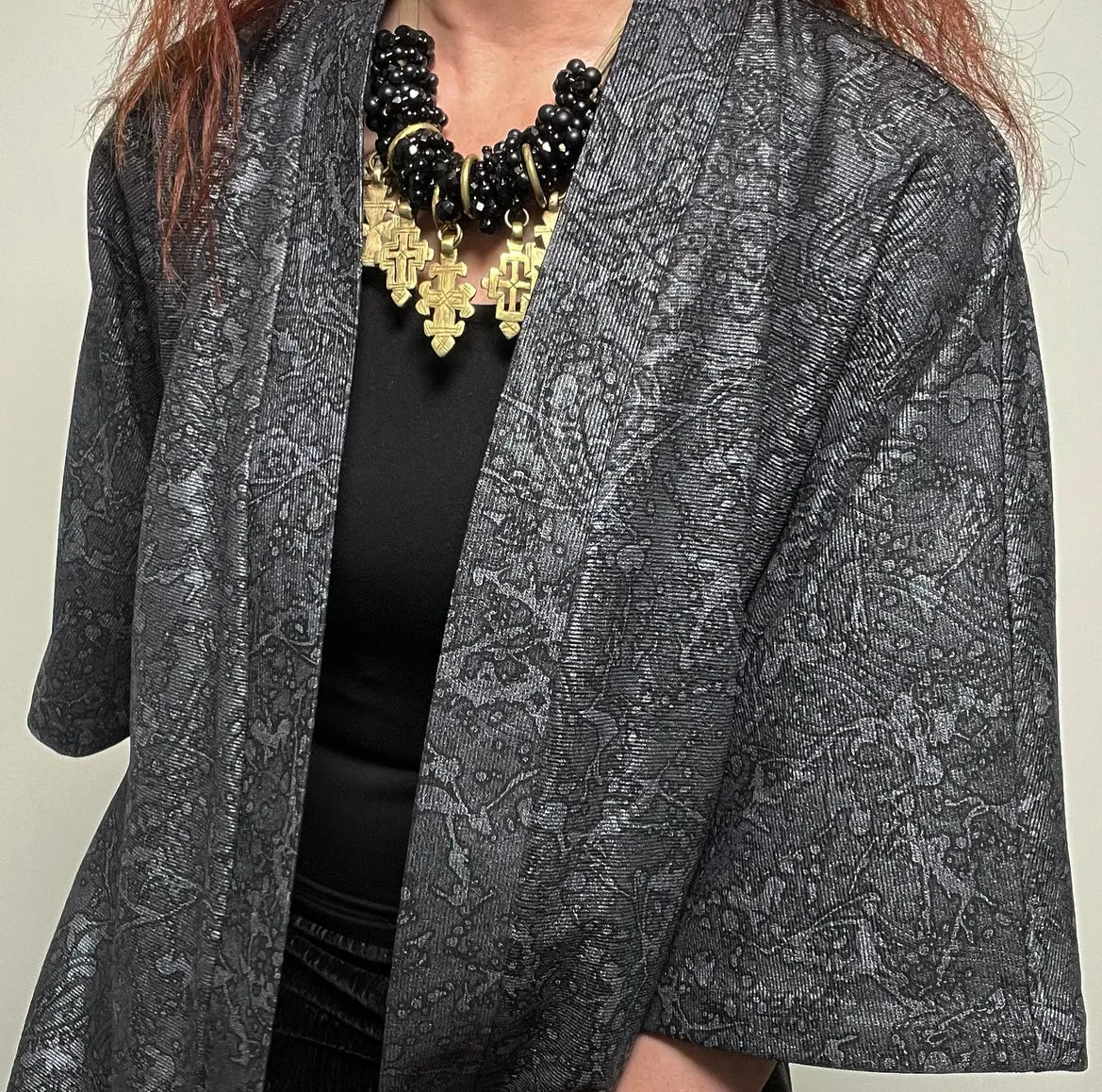 Audrey Swing Coat - One Of A Kind - Luxe silver grey paisley