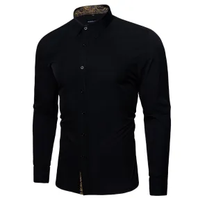 Barry.wang Fromal Black Gold Splicing Men's Shirt