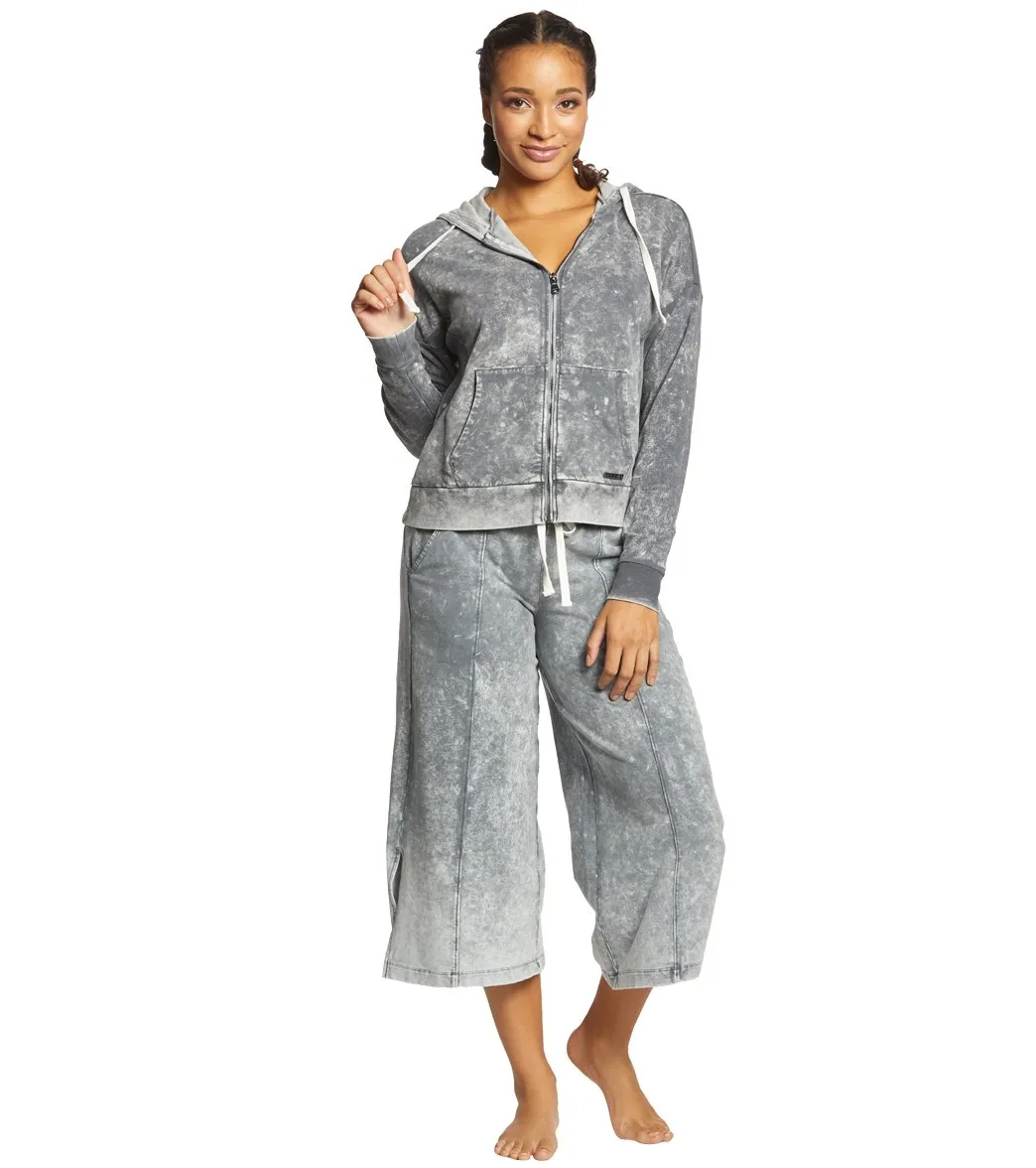 Betsey Johnson Performance Bleach Wash Flare Crop Sweatpants