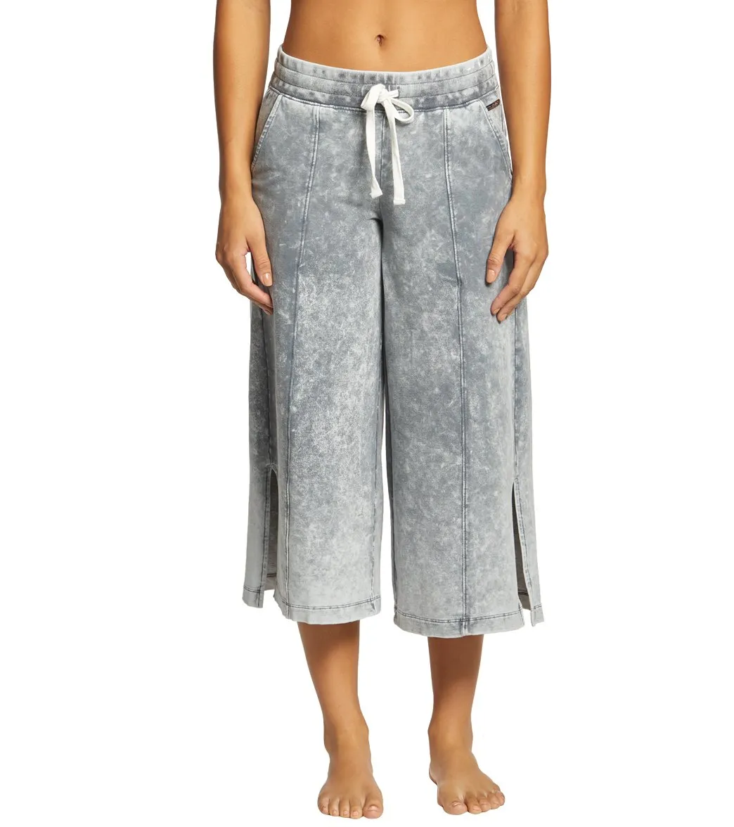 Betsey Johnson Performance Bleach Wash Flare Crop Sweatpants