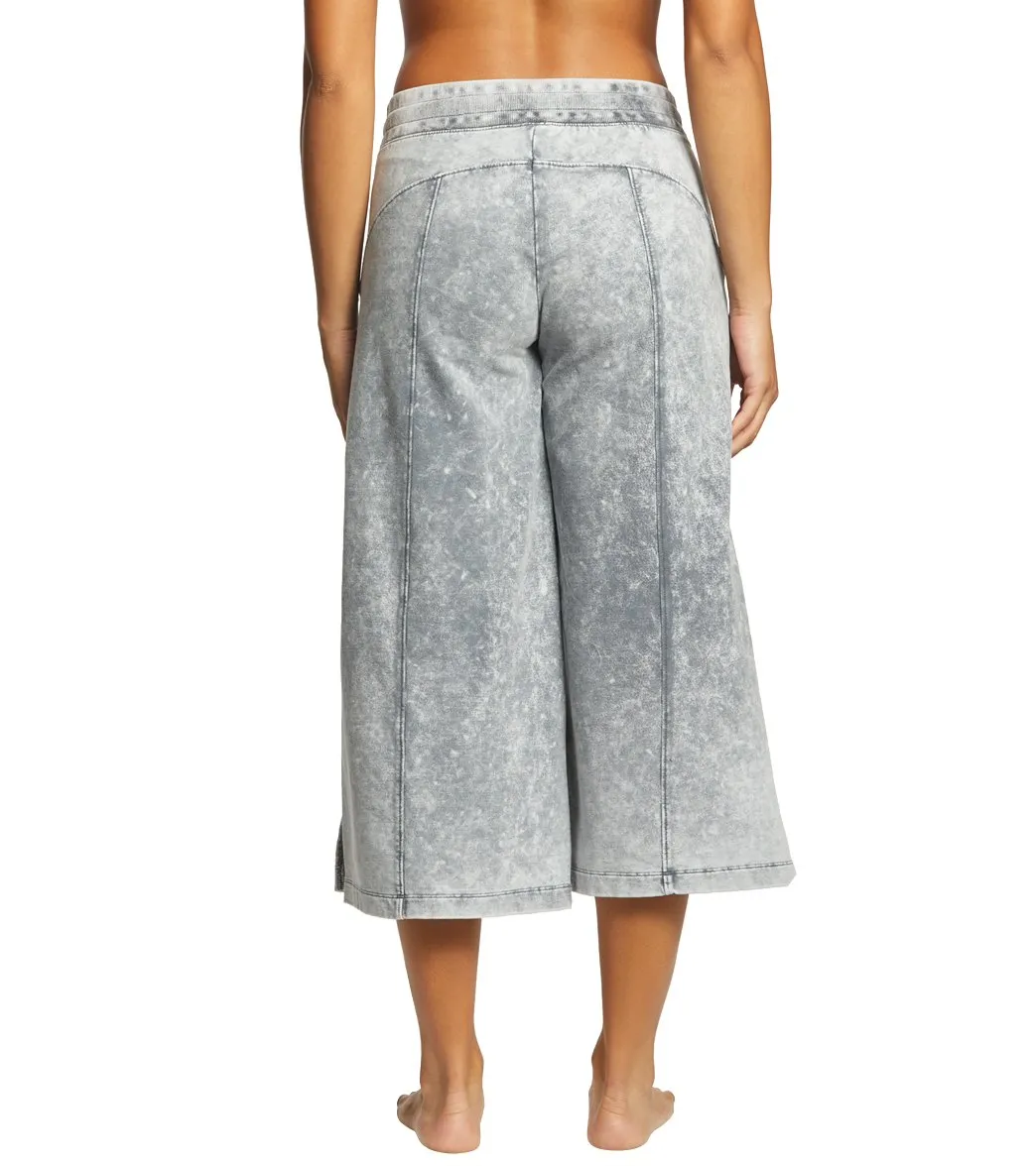 Betsey Johnson Performance Bleach Wash Flare Crop Sweatpants