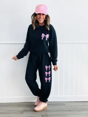 Black Fab-Bow-Lous Sweatpants (Reg. and Plus)