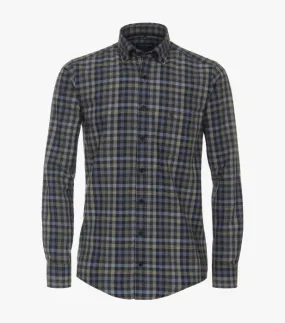 Casa Moda Long Sleeve Casual Checked Shirt 300 - Olive
