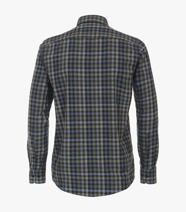 Casa Moda Long Sleeve Casual Checked Shirt 300 - Olive