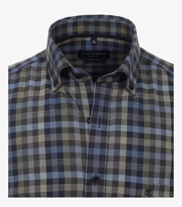 Casa Moda Long Sleeve Casual Checked Shirt 300 - Olive