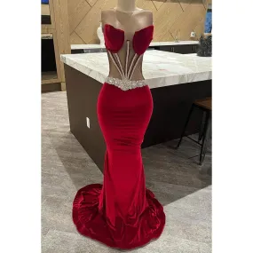 Chic & Modern Sexy Off-Shoudler Sleeveless Mermaid Evening Party Prom Dress With Rhinestones