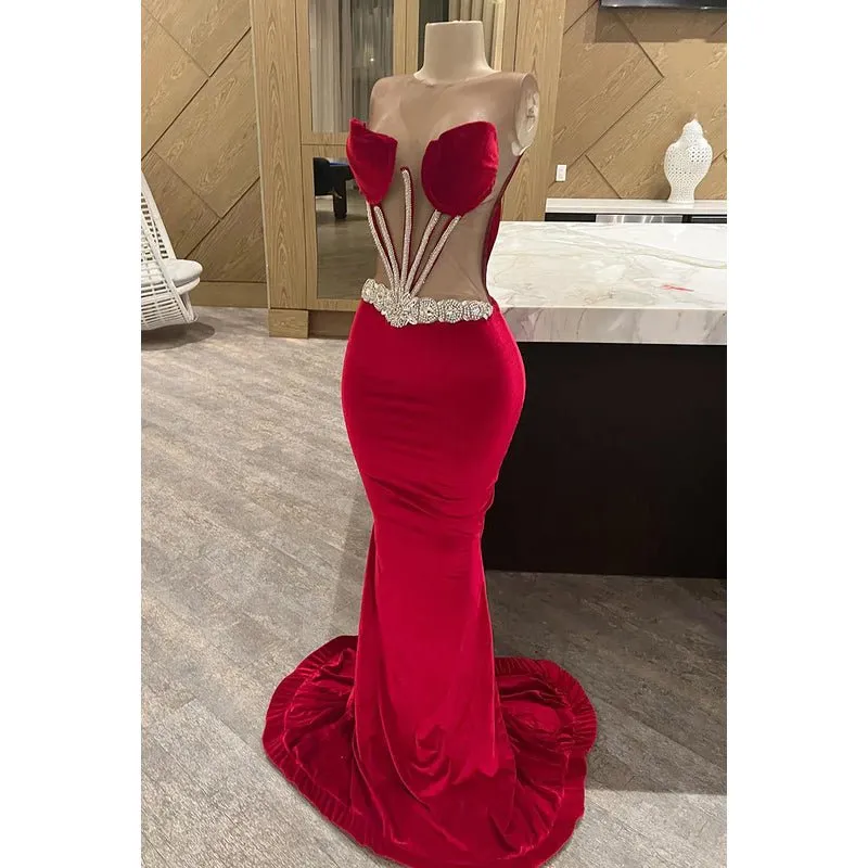 Chic & Modern Sexy Off-Shoudler Sleeveless Mermaid Evening Party Prom Dress With Rhinestones