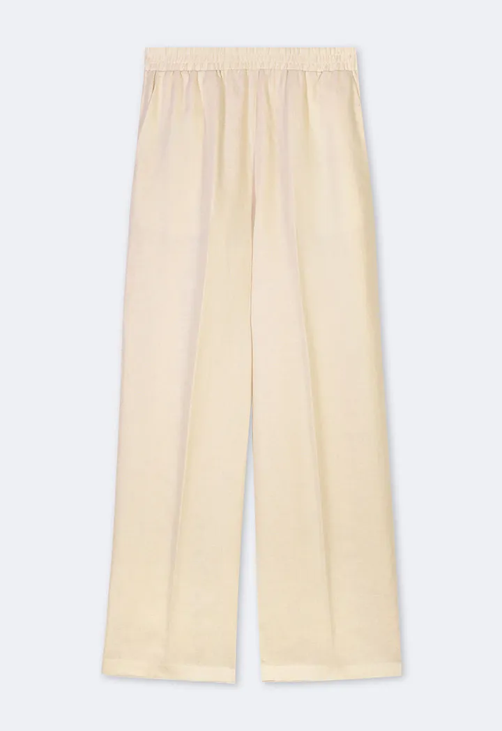 Choice High-Waist Straight-Cut Basic Trousers Beige