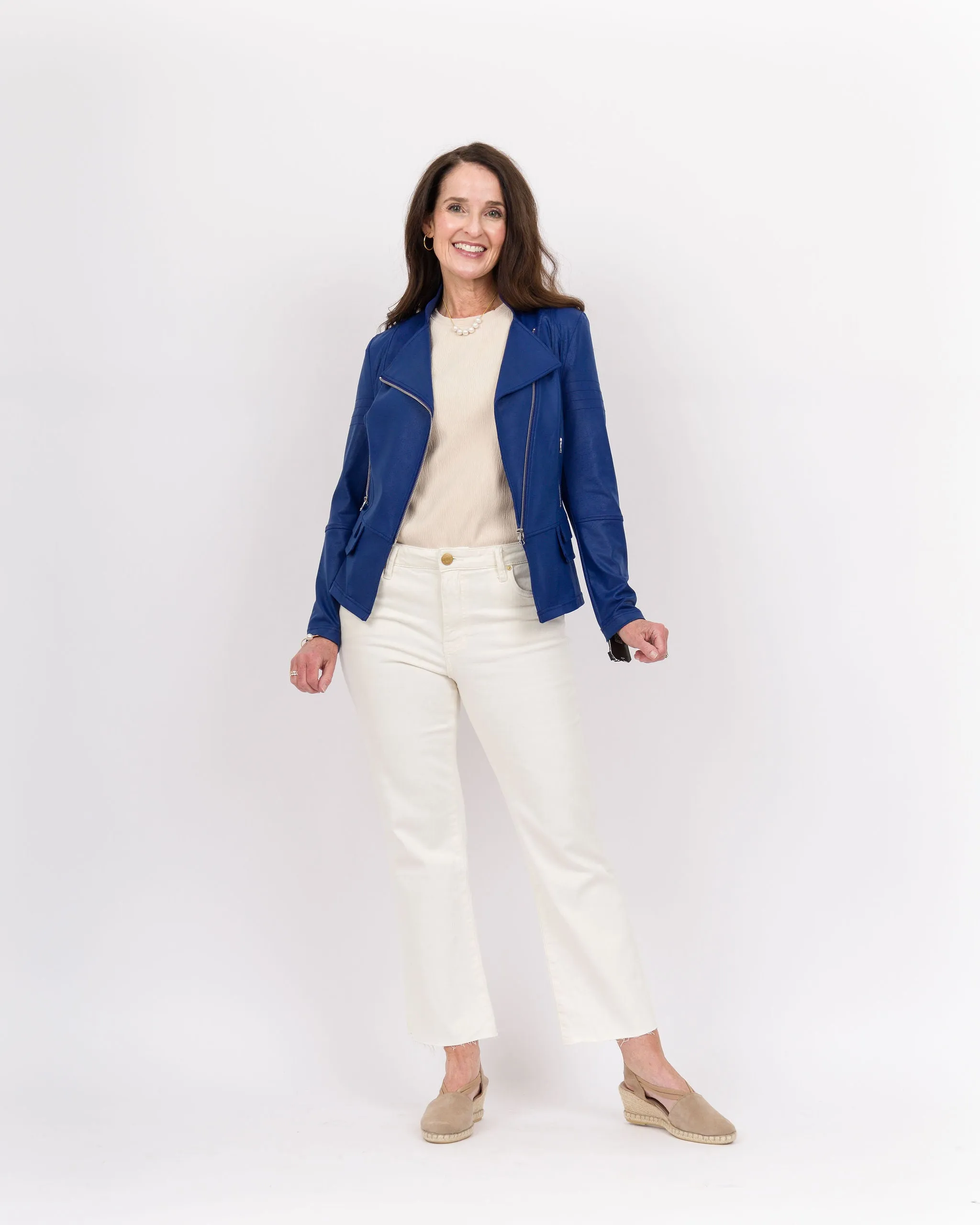 Clara Sunwoo Leather Knit Jacket - Cobalt Blue