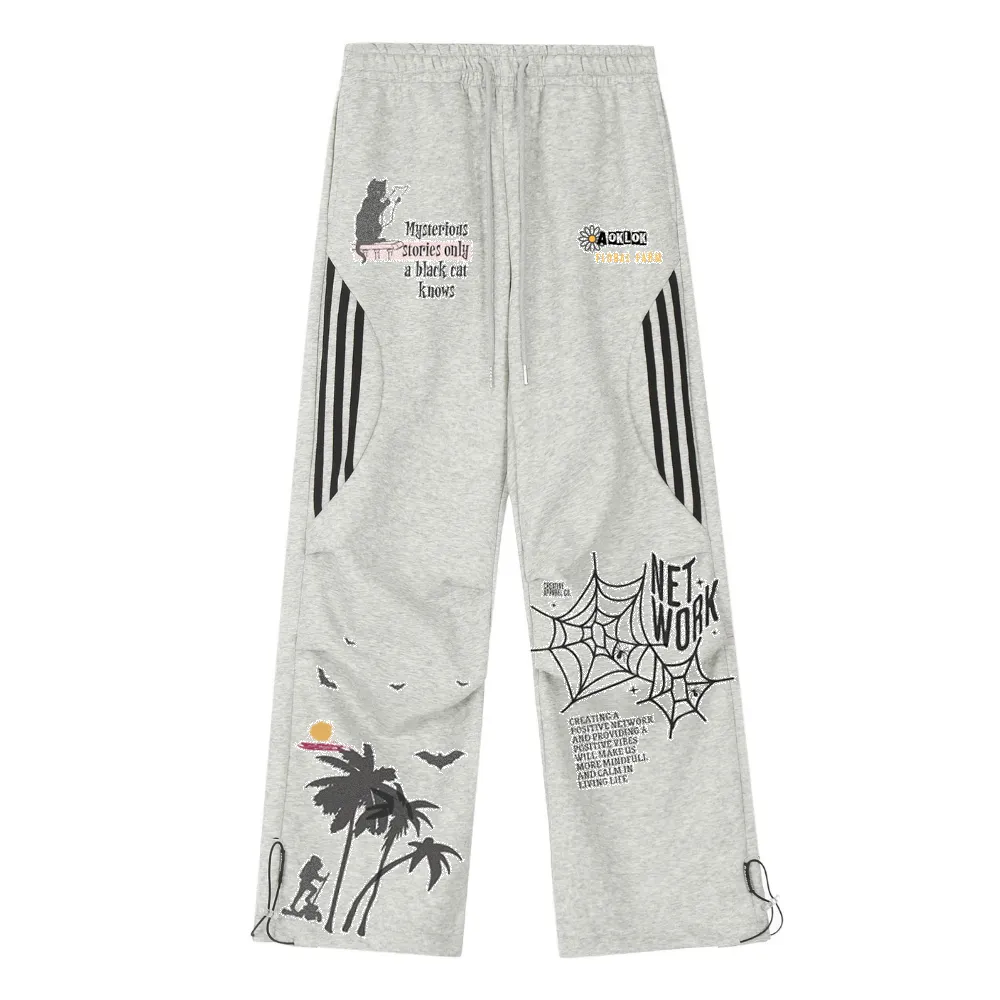 Coconut Tree Print Panel Sweatpants