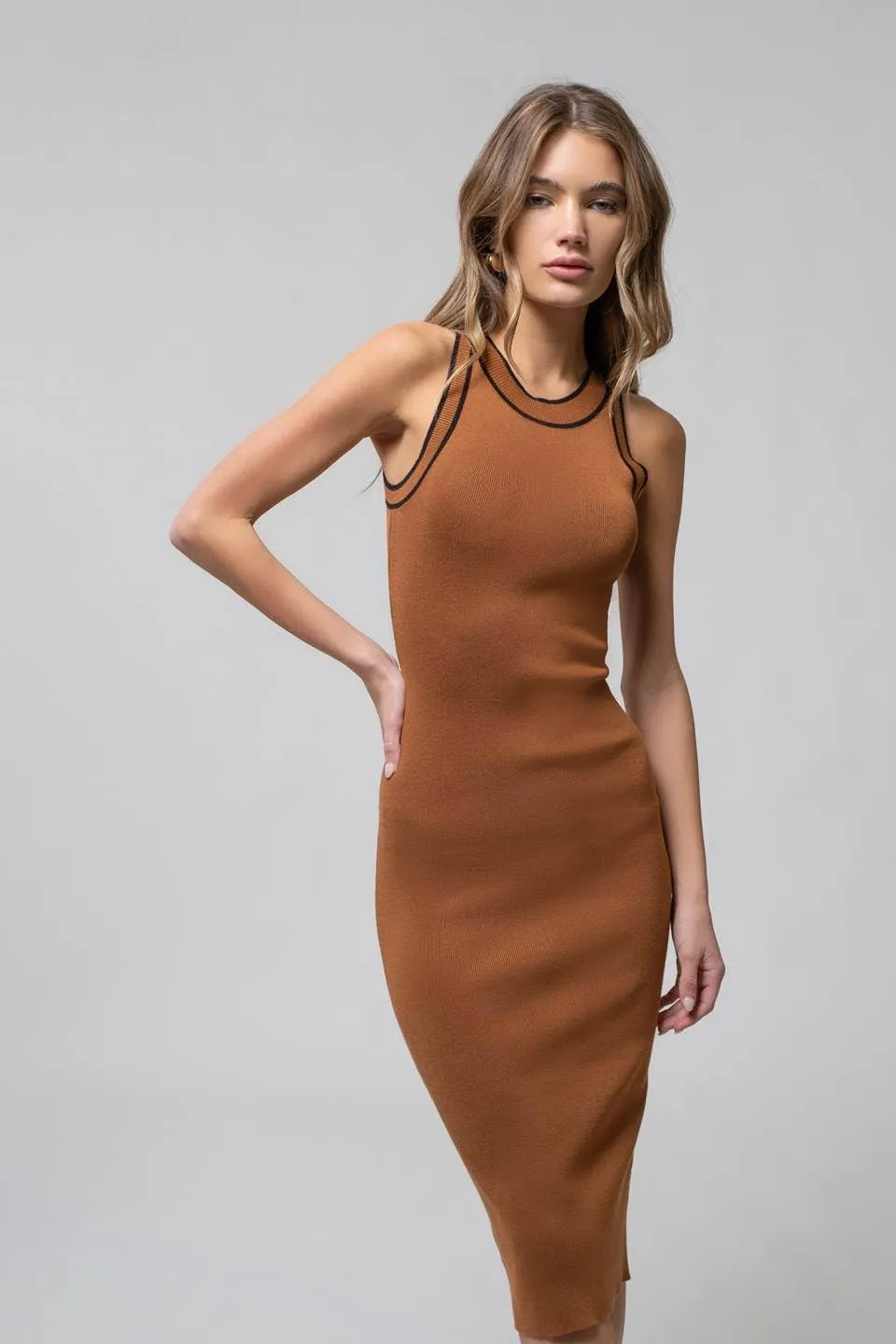 Contrast Stripe Midi Dress