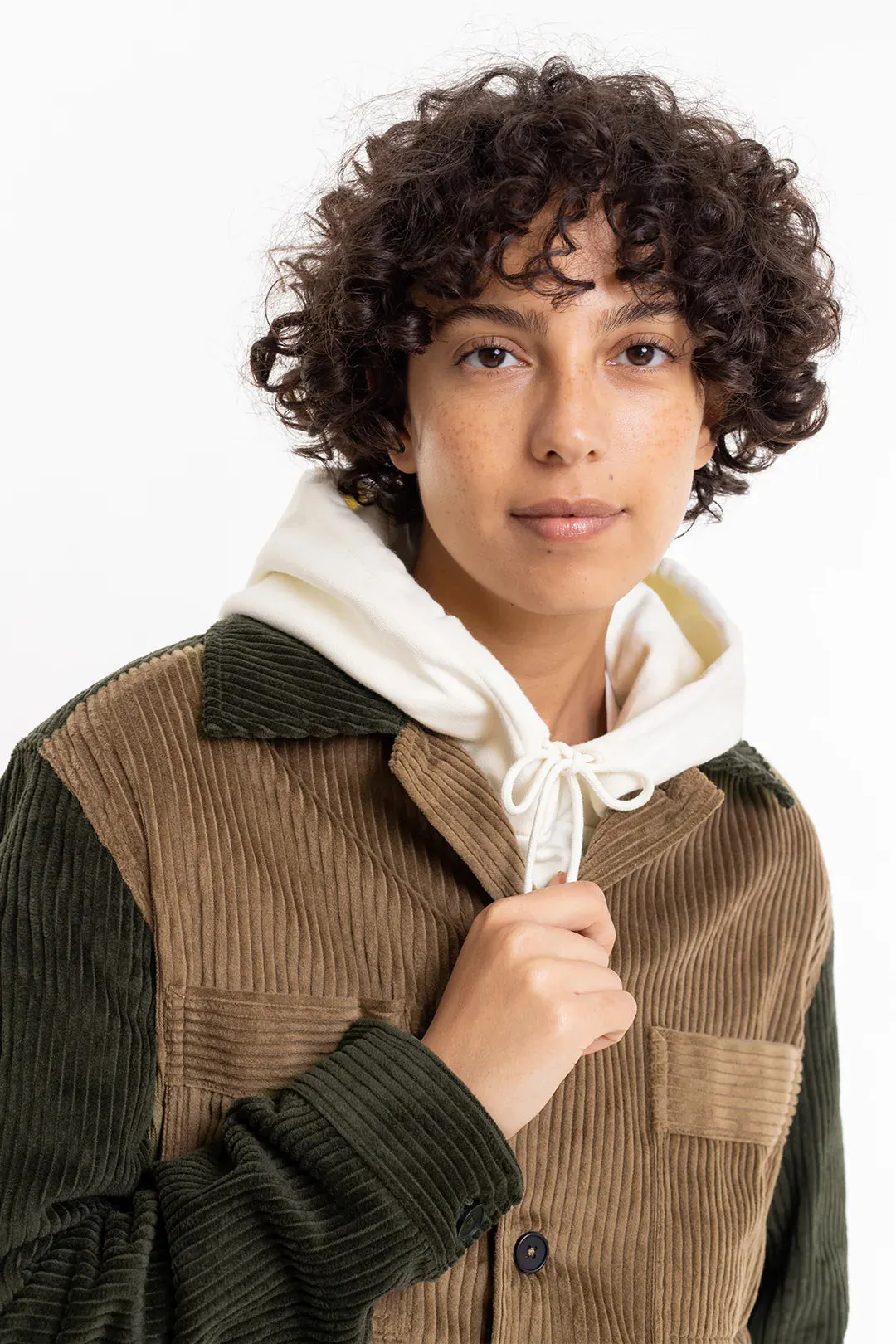 cord jacket - double color - beige / olive