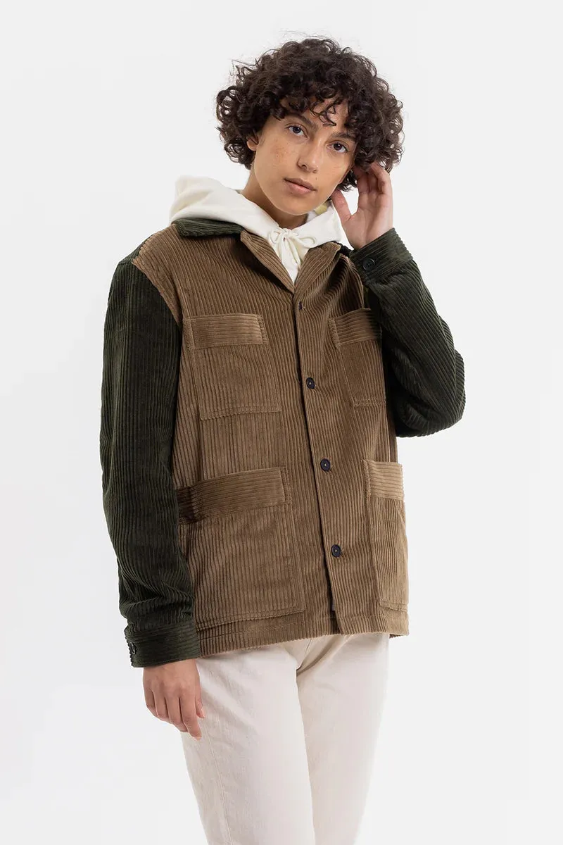 cord jacket - double color - beige / olive