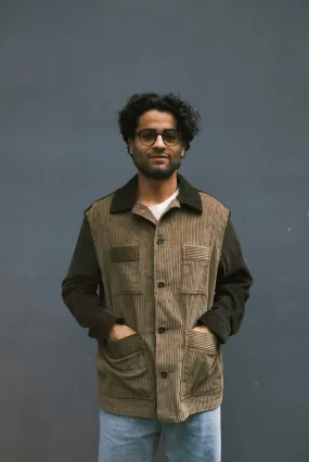 cord jacket - double color - beige / olive