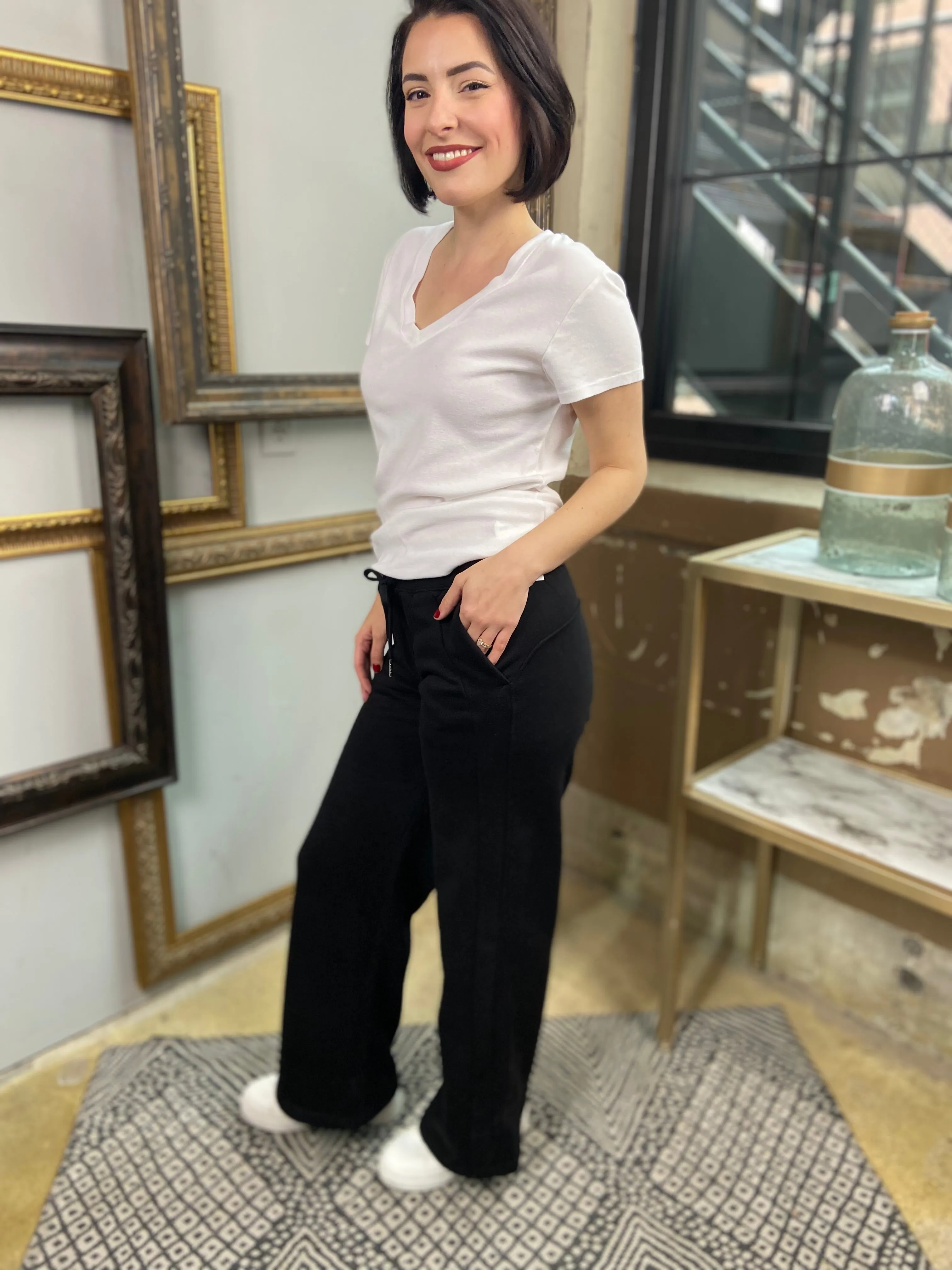 Corey Black Wide Leg Sweatpants