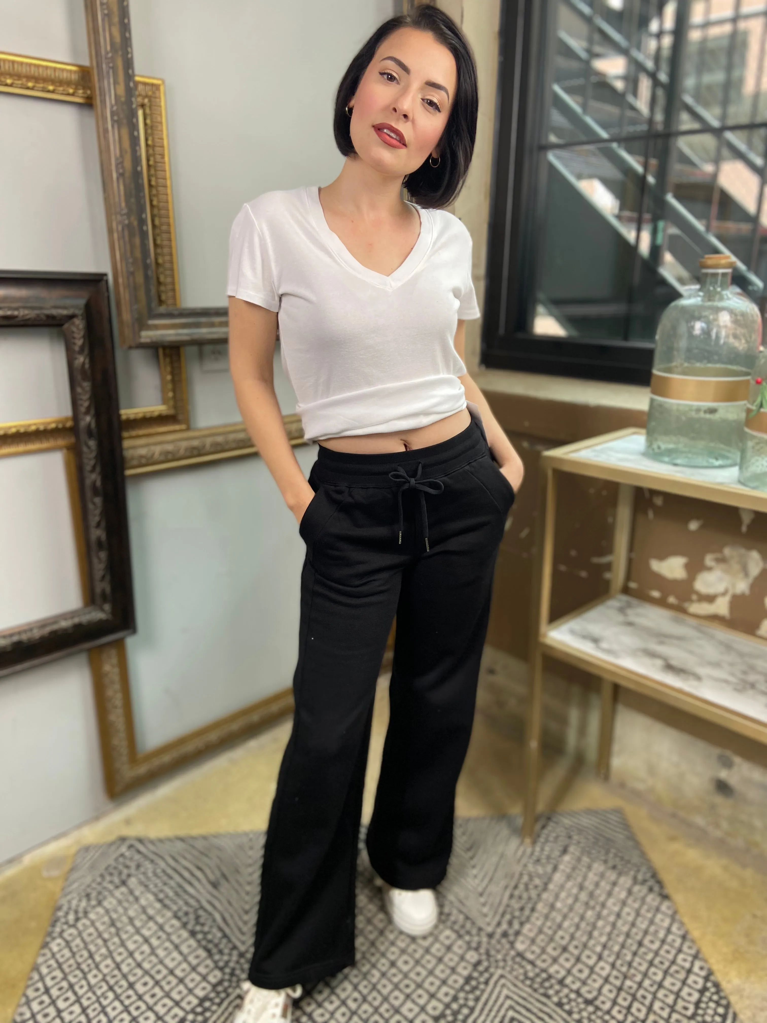 Corey Black Wide Leg Sweatpants
