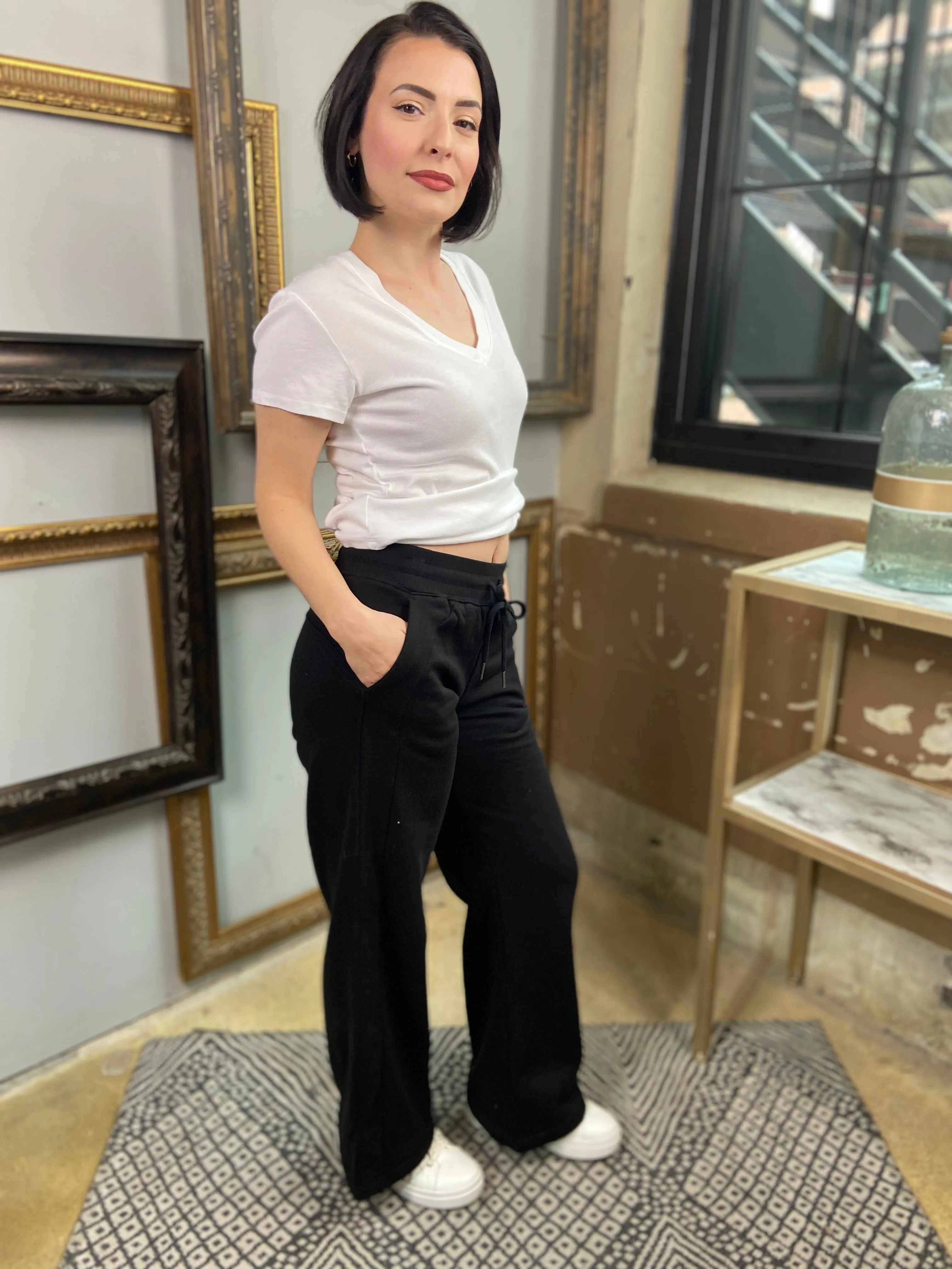 Corey Black Wide Leg Sweatpants