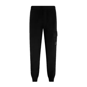 C.P. Company Diagonal Raised Fleece Cargo Sweatpants in Black