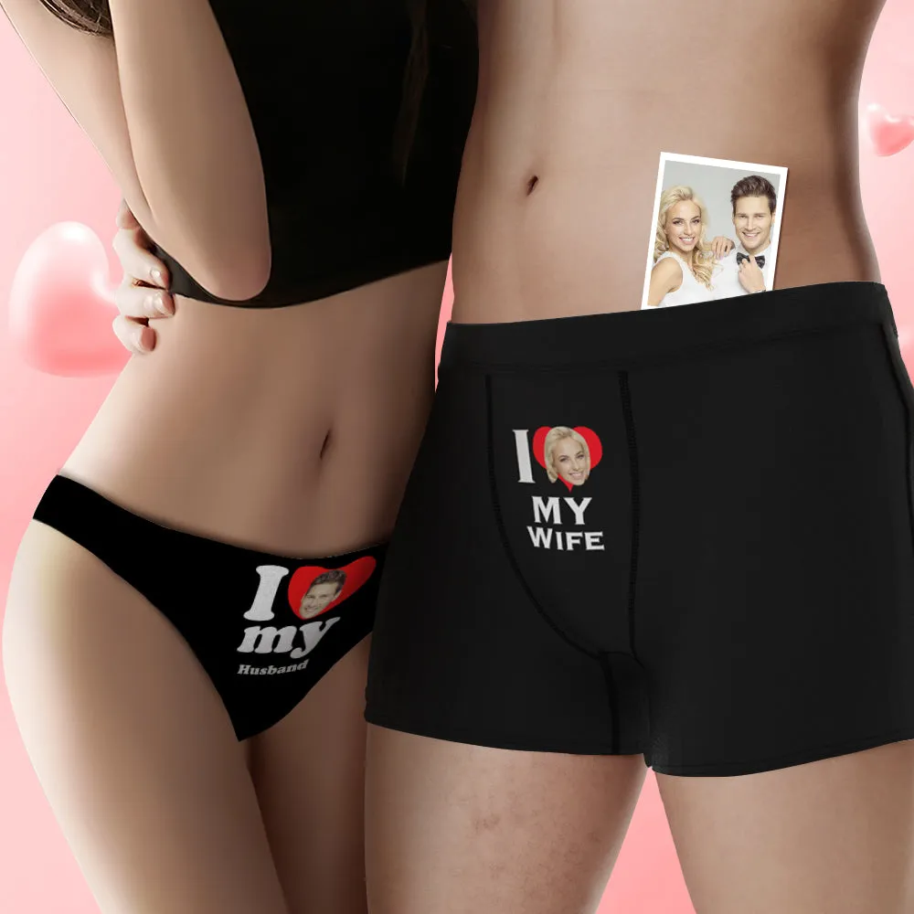 Custom Face Couple Underwear Love Heart Personalized Underwear Valentine's Day Gift