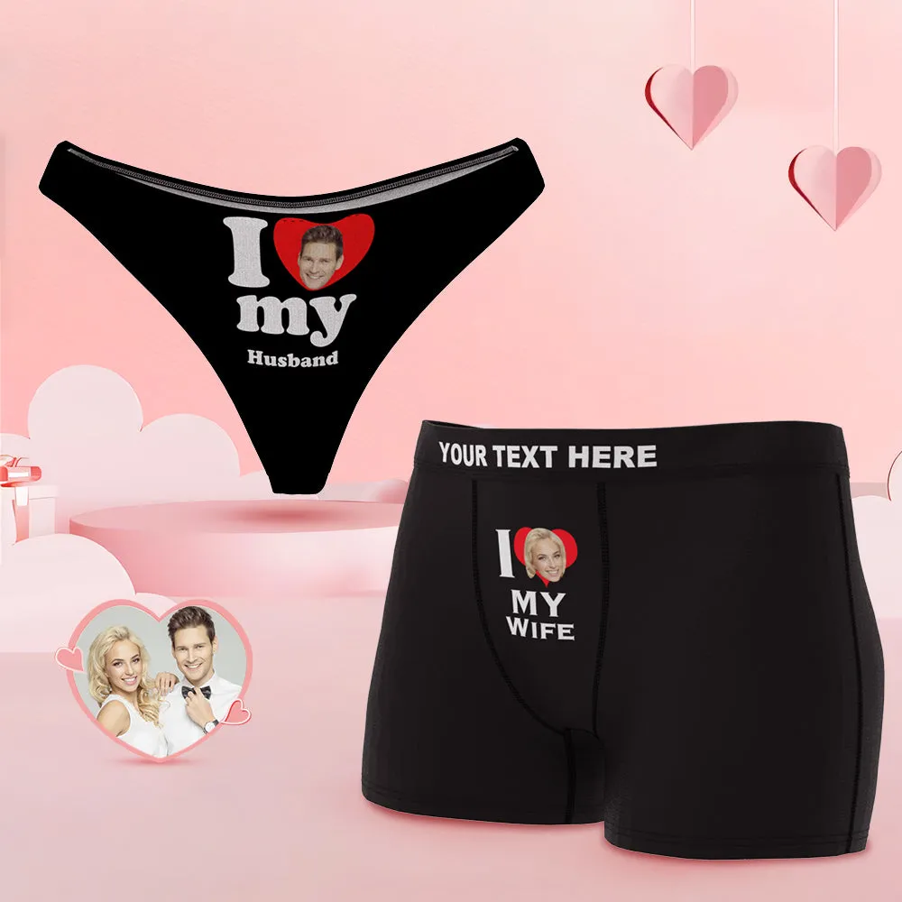 Custom Face Couple Underwear Love Heart Personalized Underwear Valentine's Day Gift