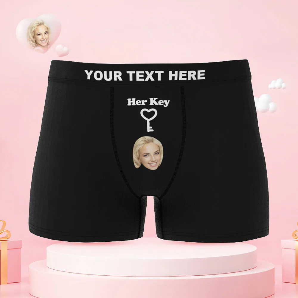 Custom Face Lock and Key Couple Underwear Personalized Underwear Valentine's Day Gift