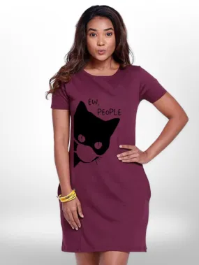 Cute Cat Long T-shirt For Women's
