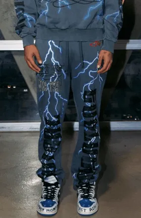 Daniel Flare Fit First Row Washing Sweatpants With Primium Prints And Rhinestone