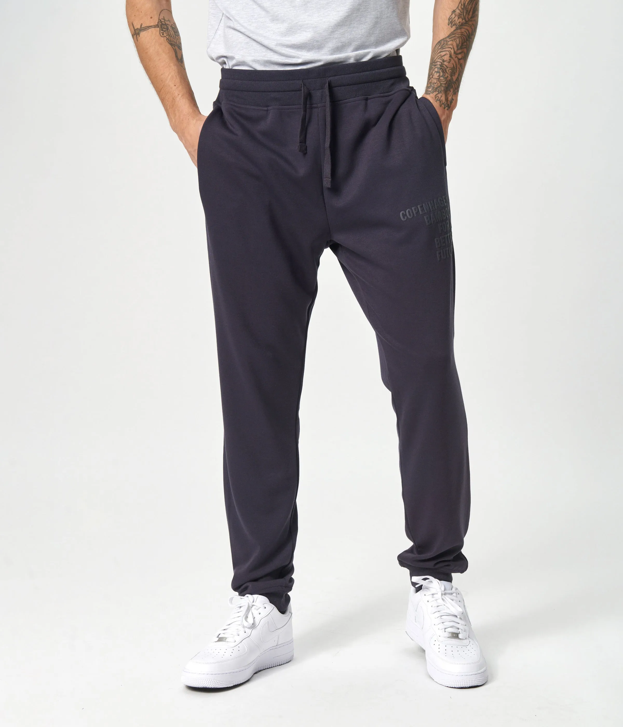 Dark grey bamboo track suit with logo