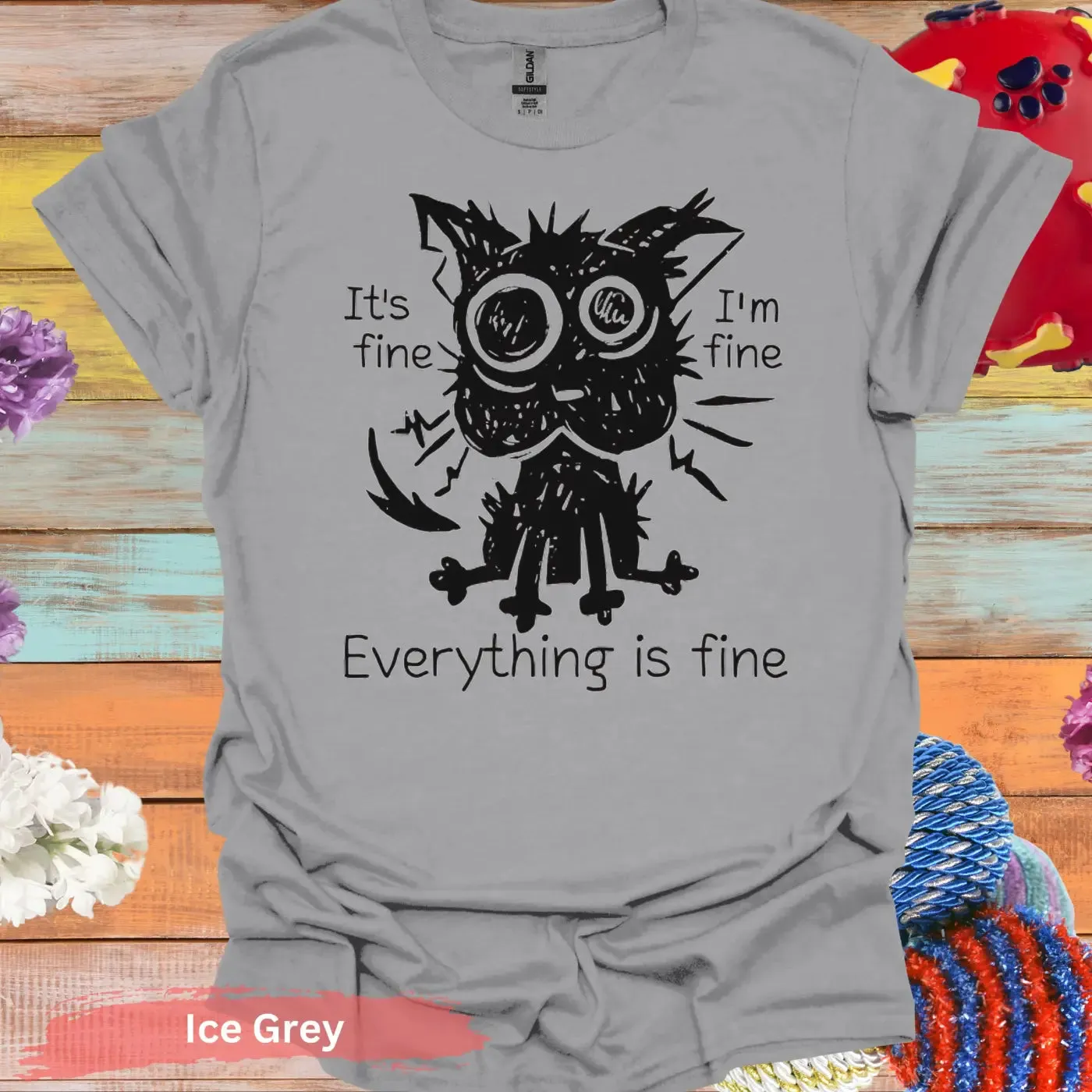 Everything Is Fine Black Cat T-shirt