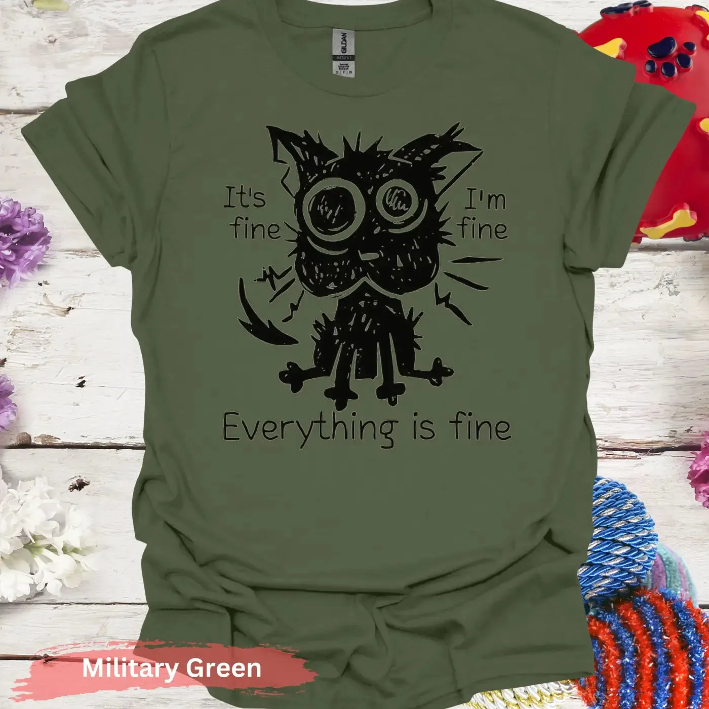 Everything Is Fine Black Cat T-shirt