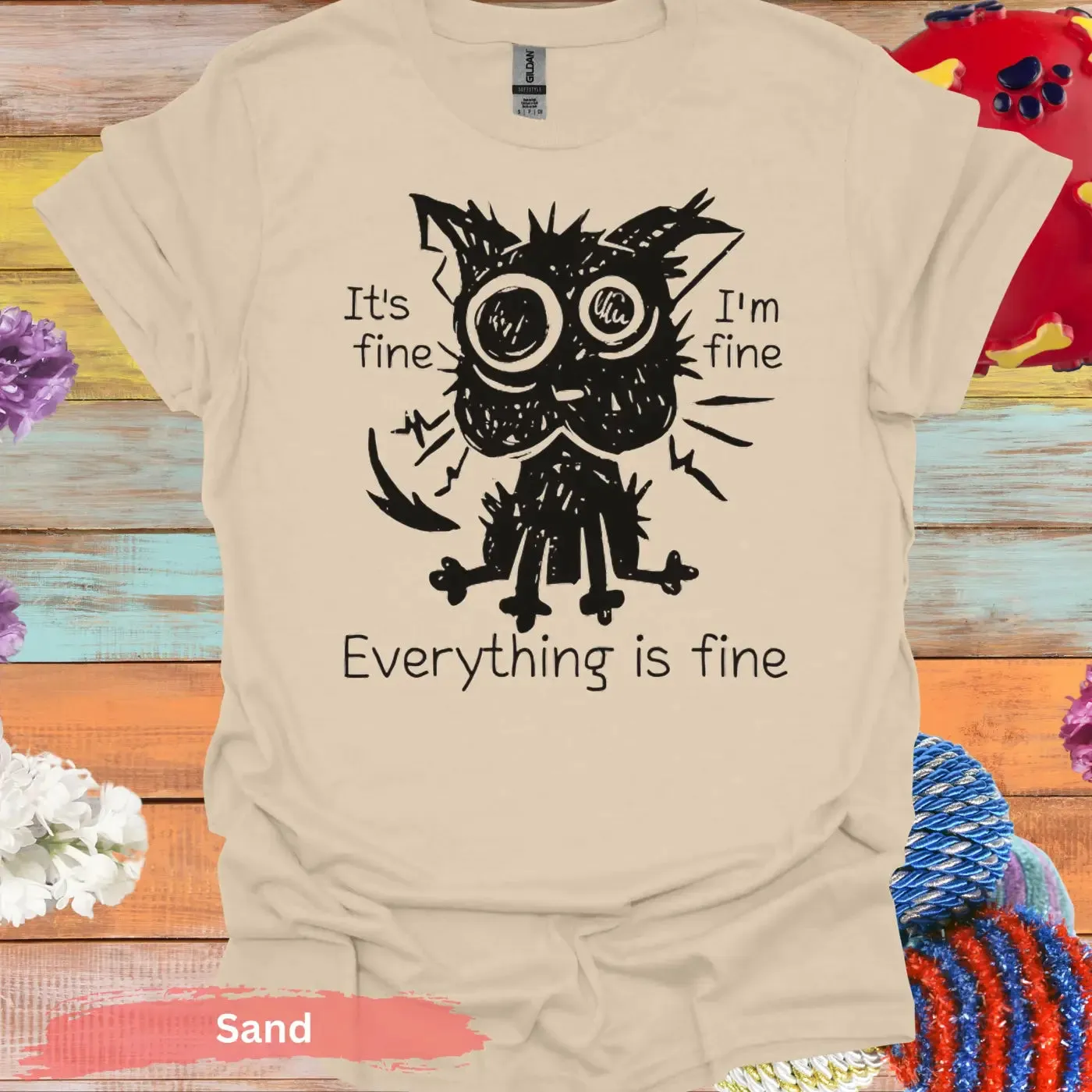 Everything Is Fine Black Cat T-shirt