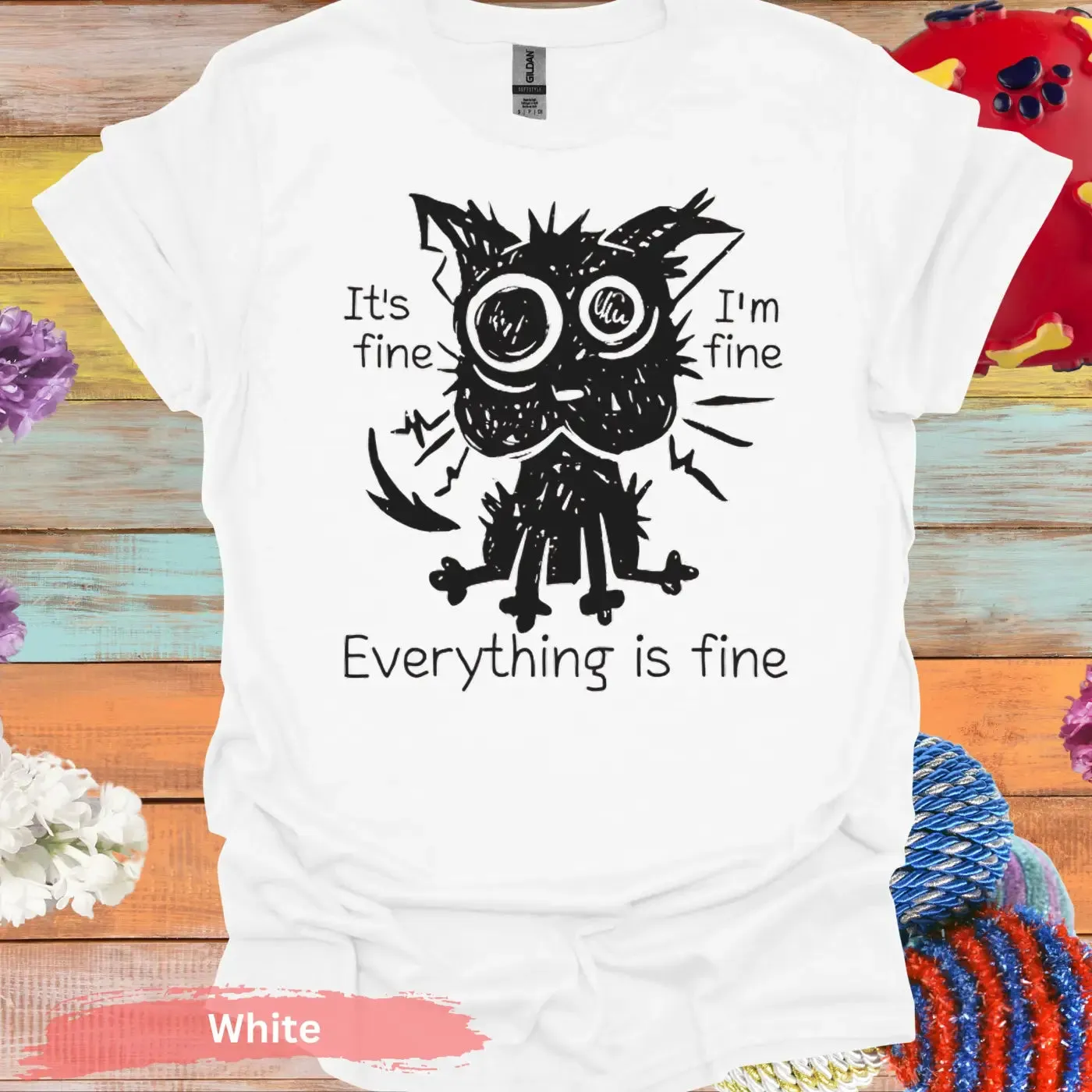 Everything Is Fine Black Cat T-shirt