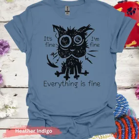 Everything Is Fine Black Cat T-shirt