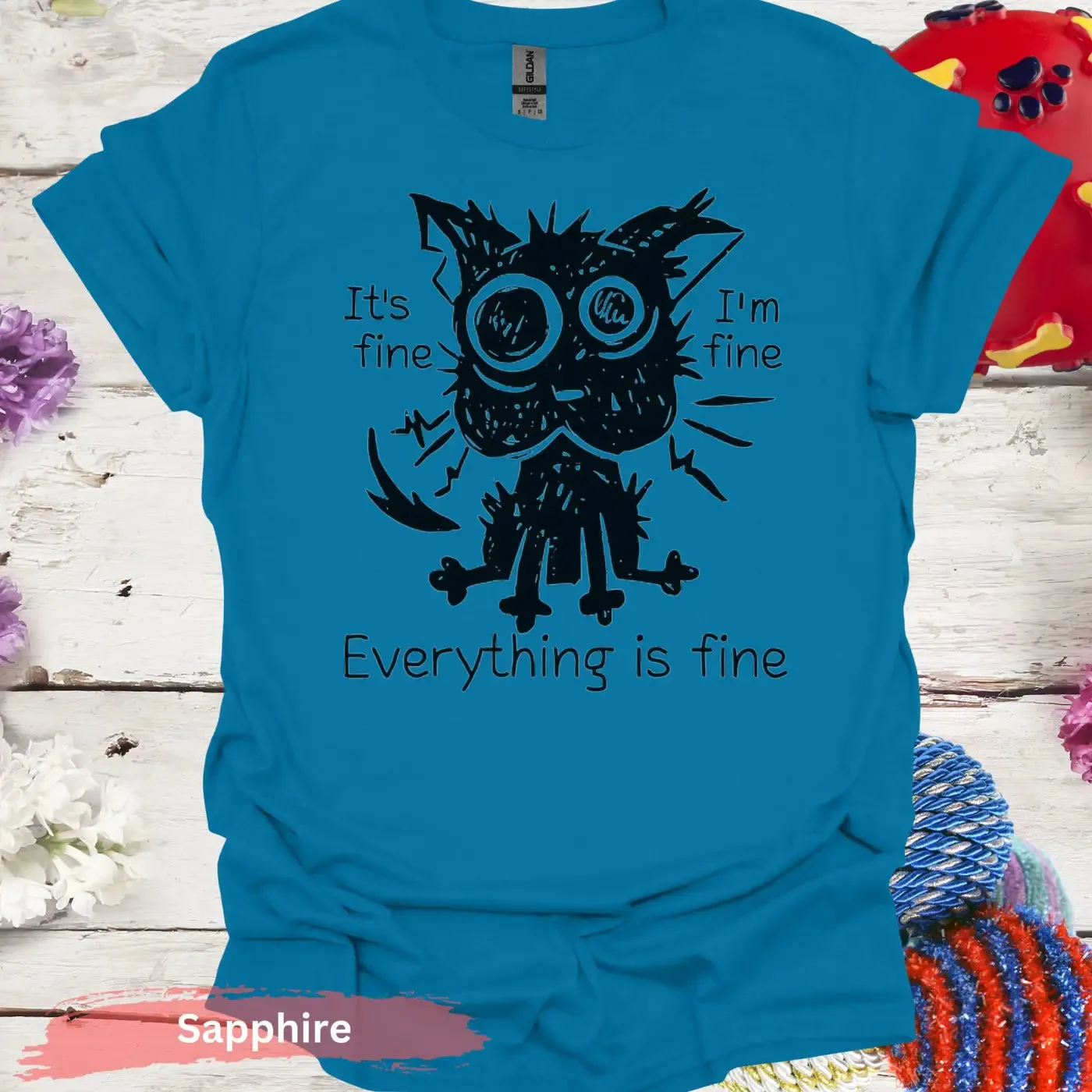 Everything Is Fine Black Cat T-shirt