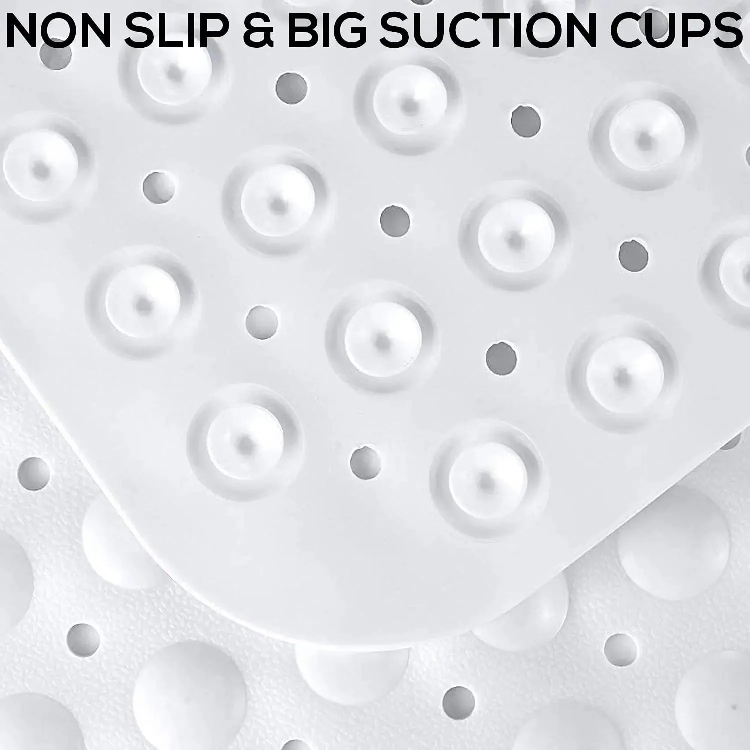 Experia Anti-Slip with Suction Cup Bath Mat, 80x80cm White (Soft-Pebble)