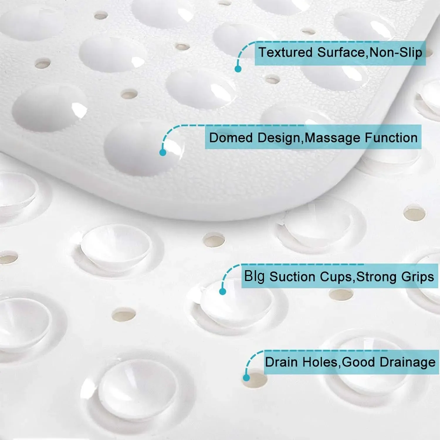 Experia Anti-Slip with Suction Cup Bath Mat, 80x80cm White (Soft-Pebble)