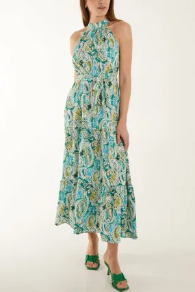 Halter Neck Paisley Maxi Dress