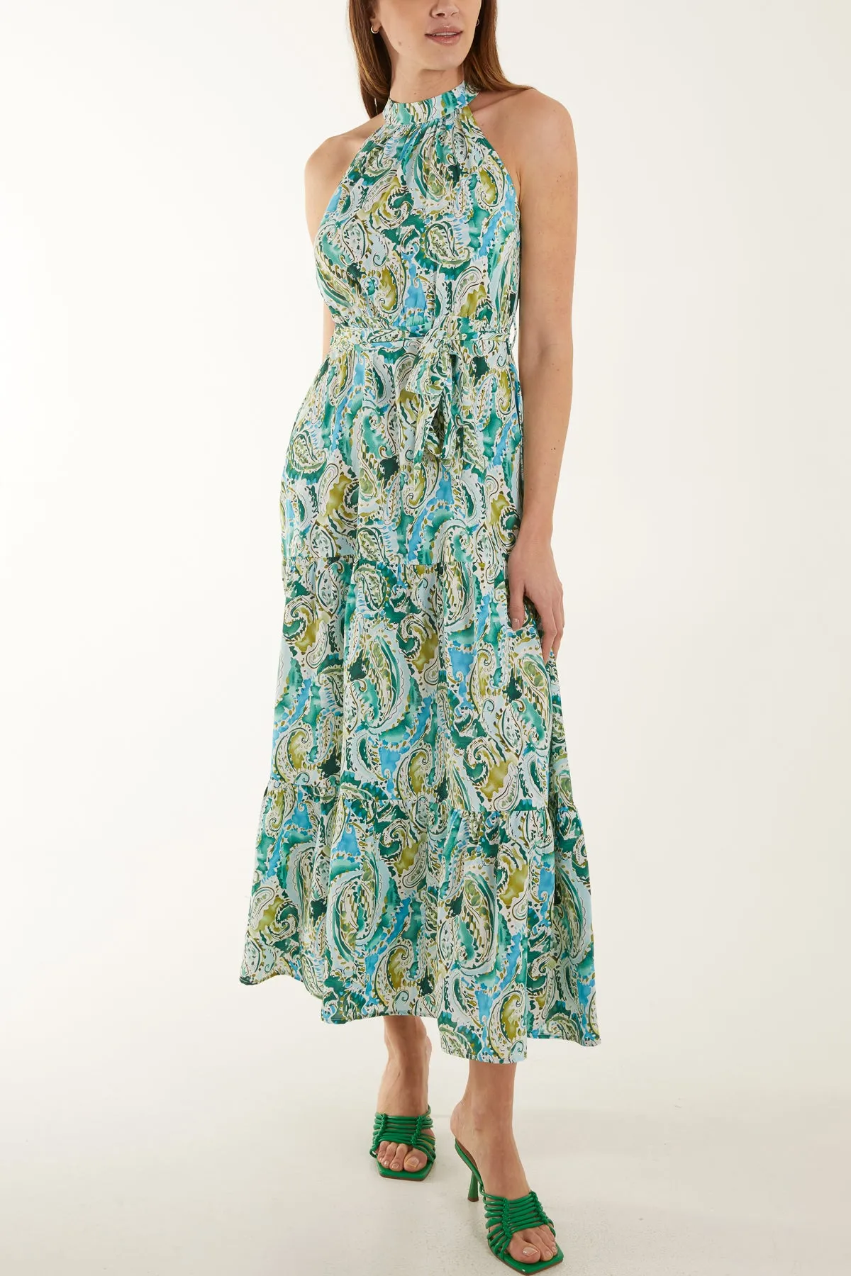 Halter Neck Paisley Maxi Dress